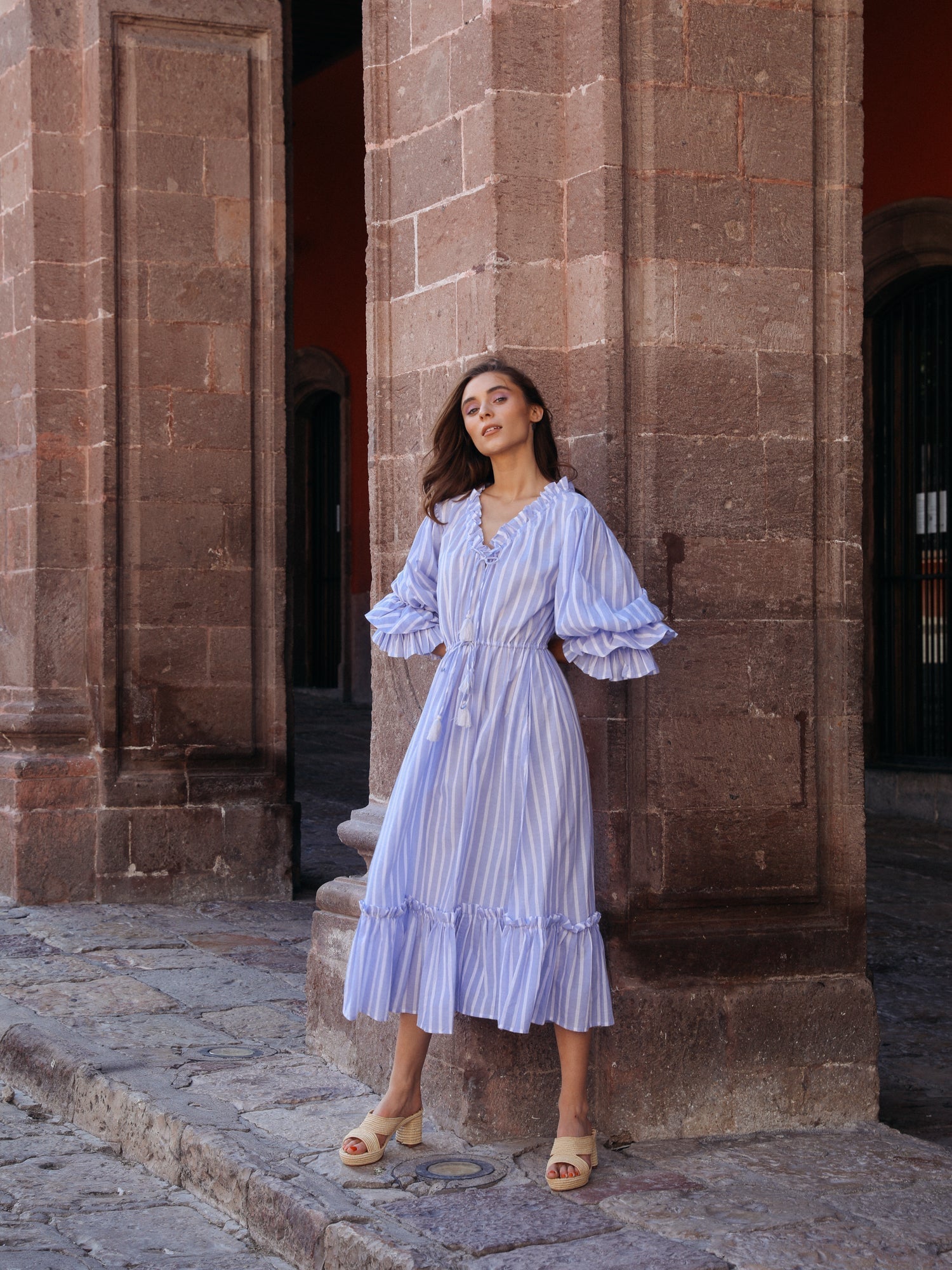 Linnea Dress in Periwinkle Stripe