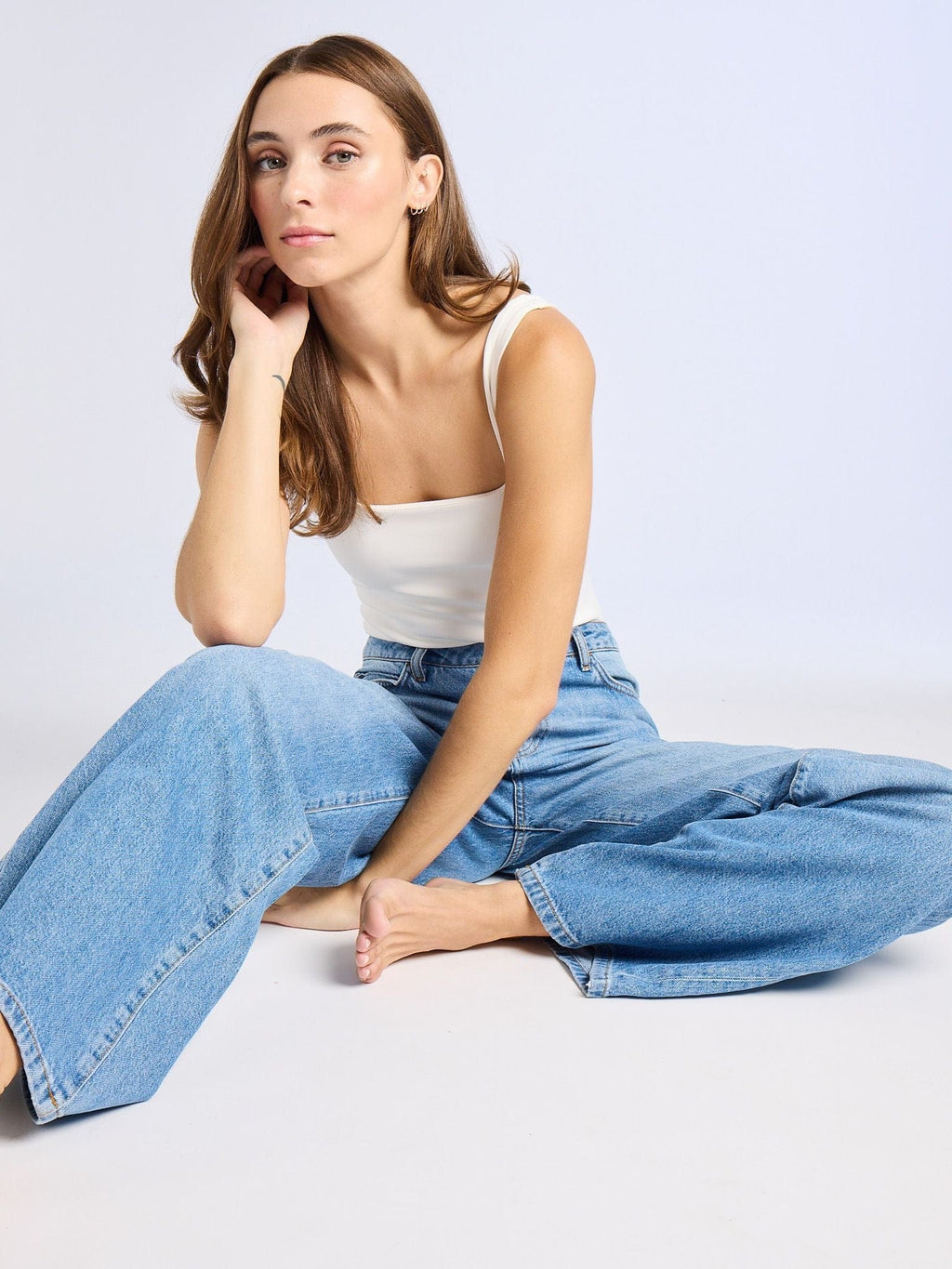 Lizzie Mid Rise Slouchy Jean in Pacific
