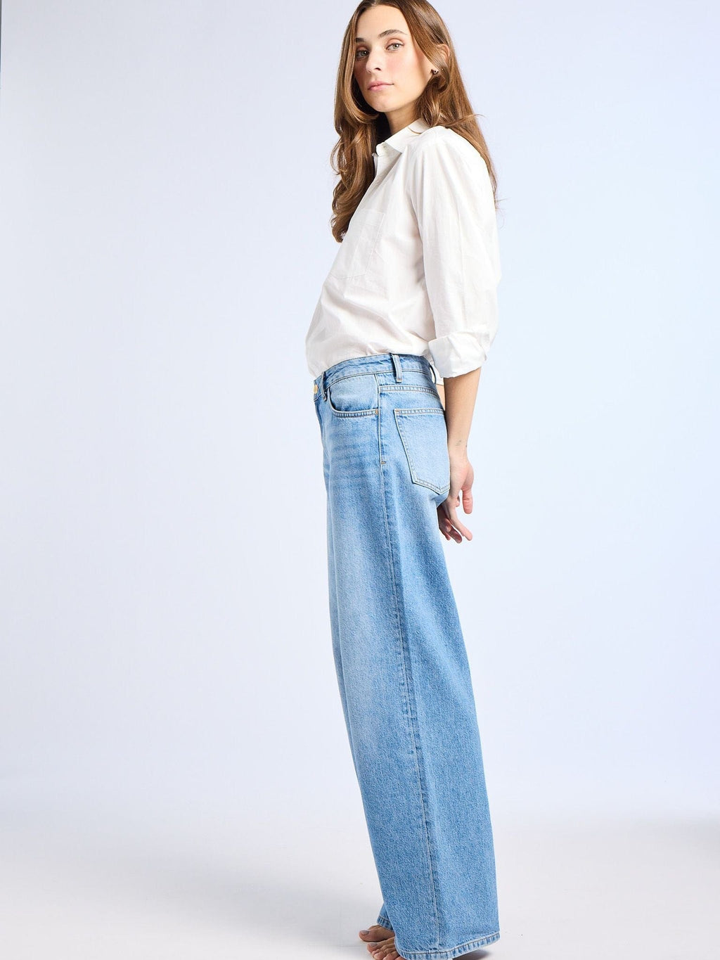 Lizzie Mid Rise Slouchy Jean in Pacific