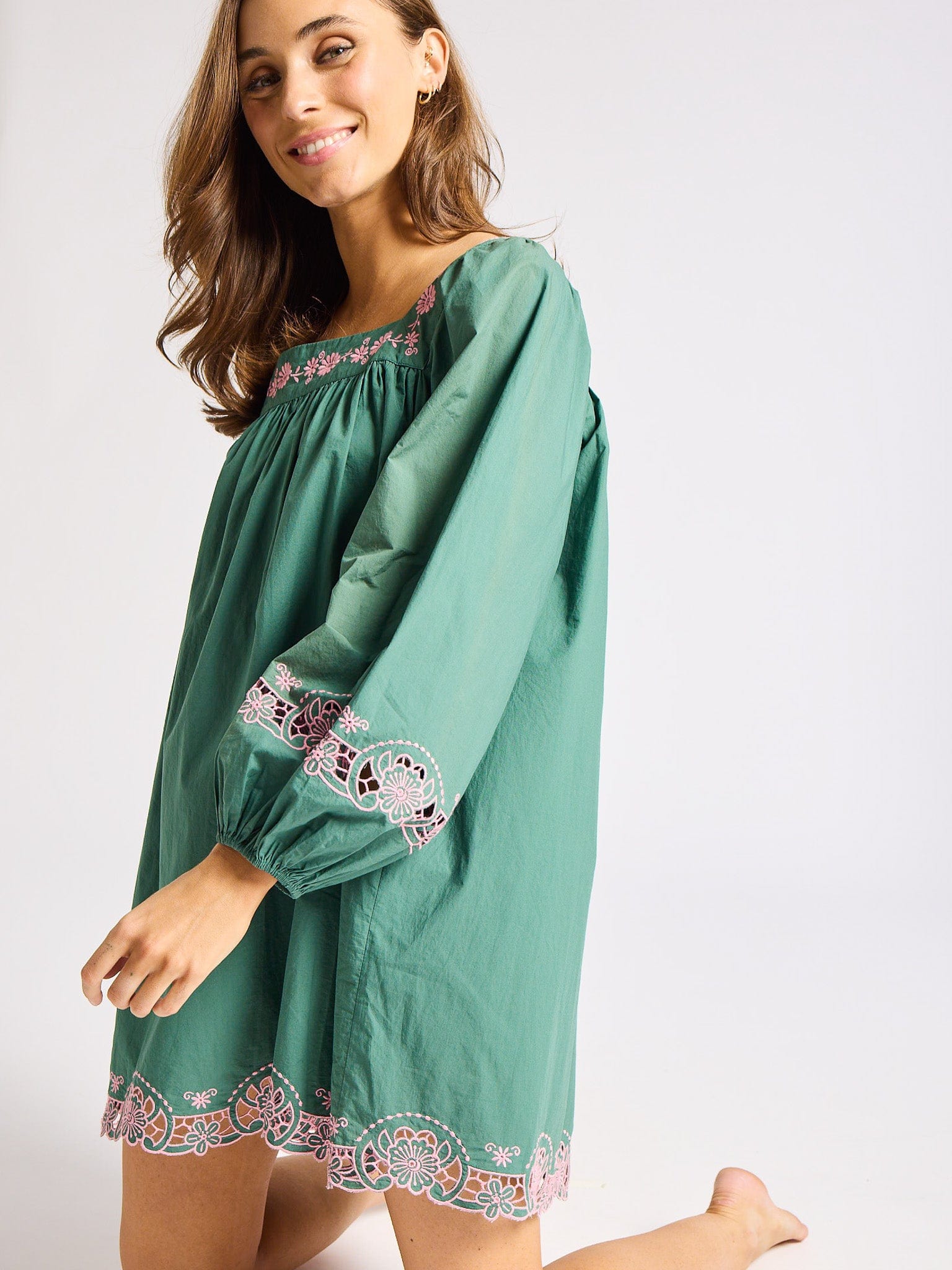 Lovina Dress in Palm Eyelet