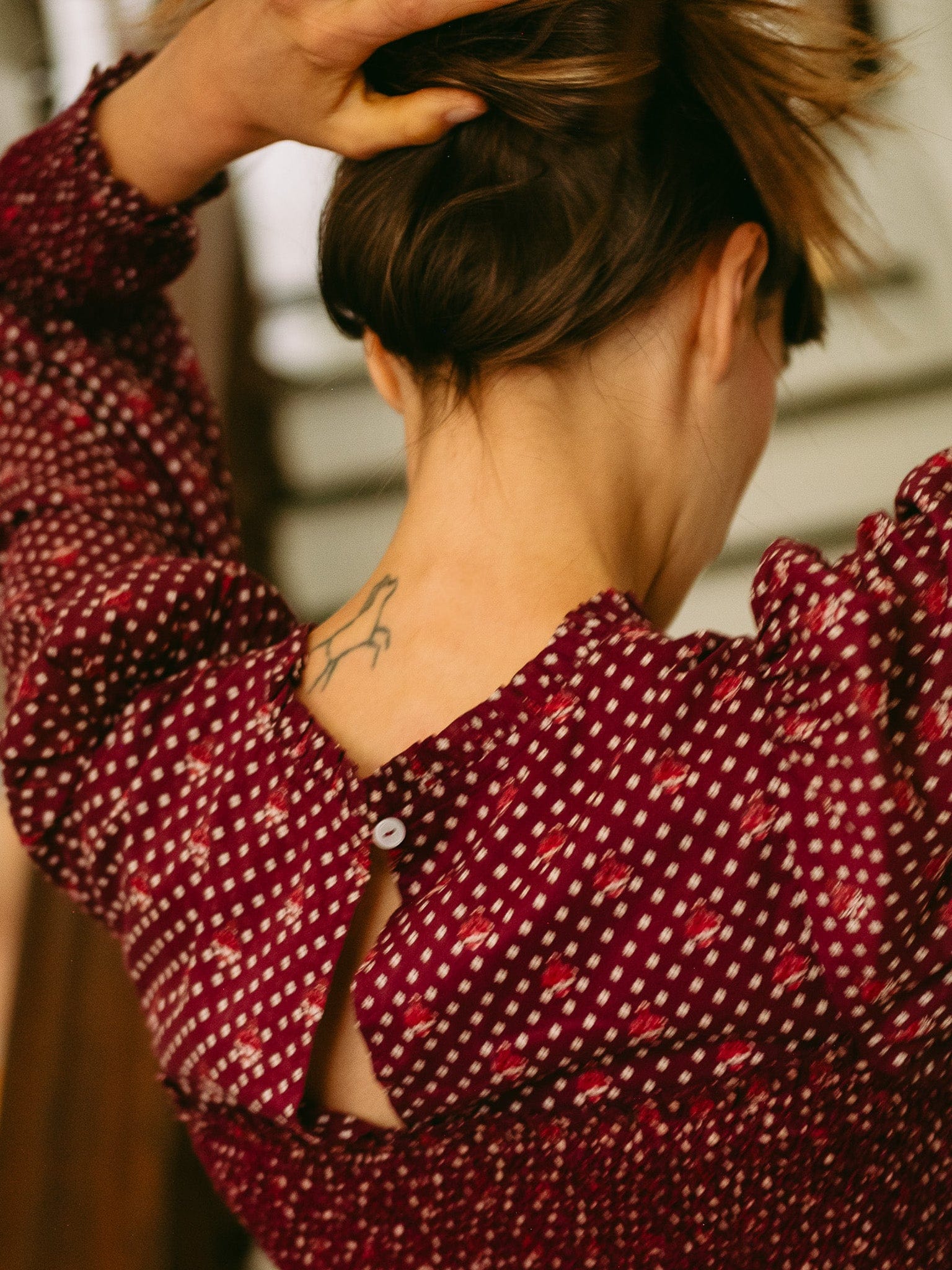 Maeve Dress in Burgundy Foulard