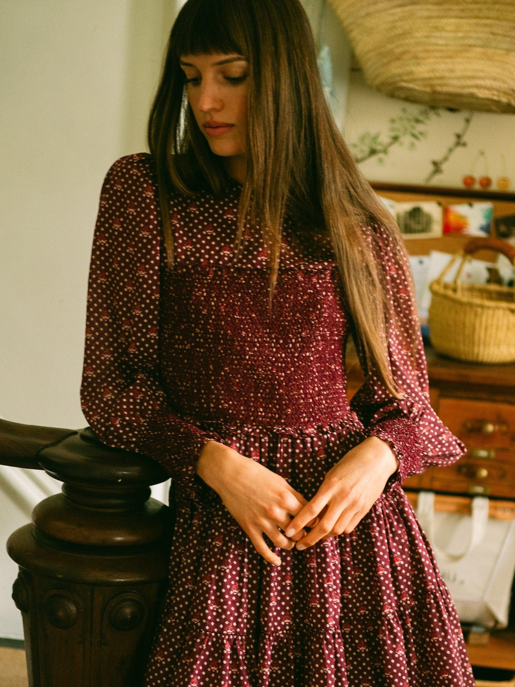 Maeve Dress in Burgundy Foulard