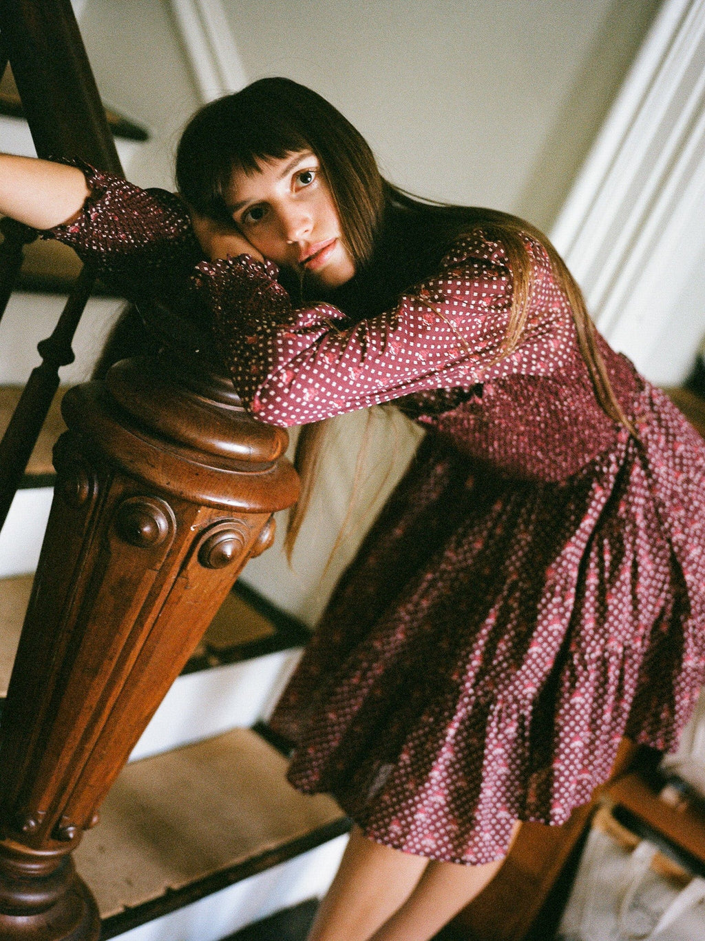 Maeve Dress in Burgundy Foulard