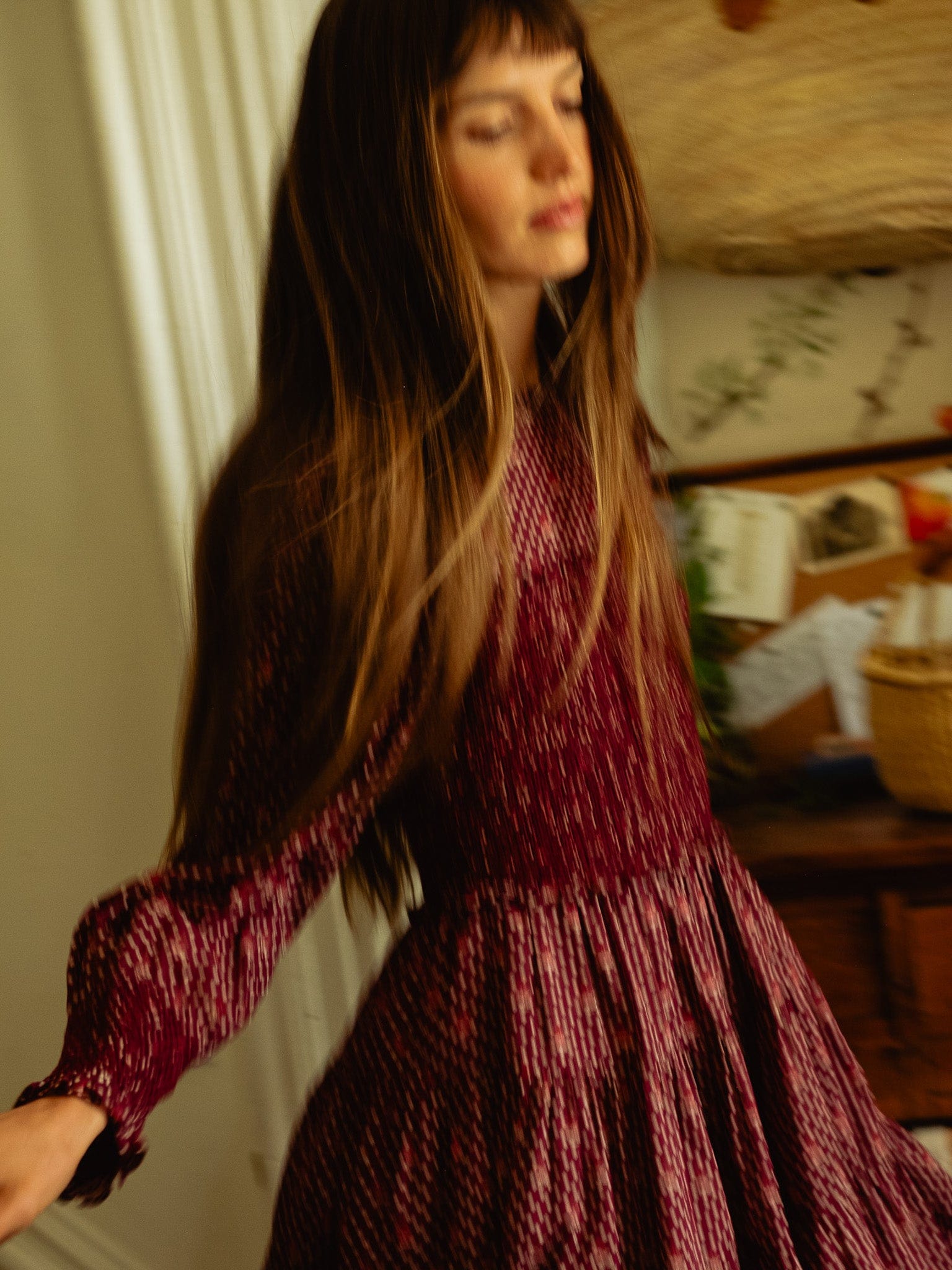 Maeve Dress in Burgundy Foulard