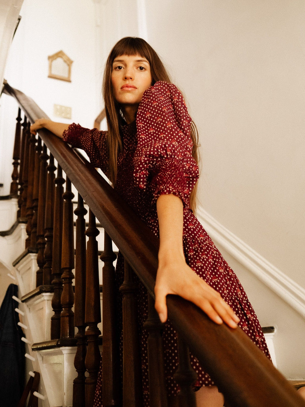 Maeve Dress in Burgundy Foulard