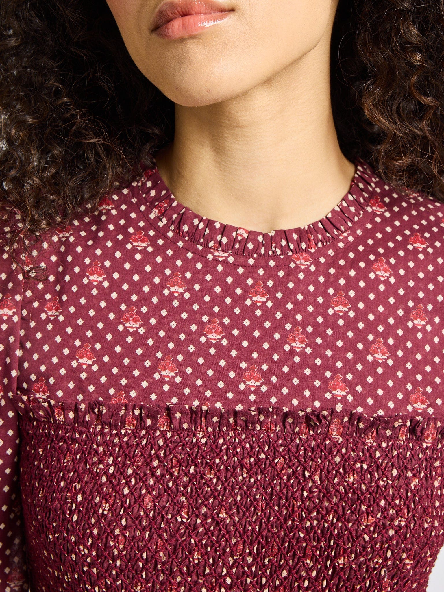 Maeve Dress in Burgundy Foulard