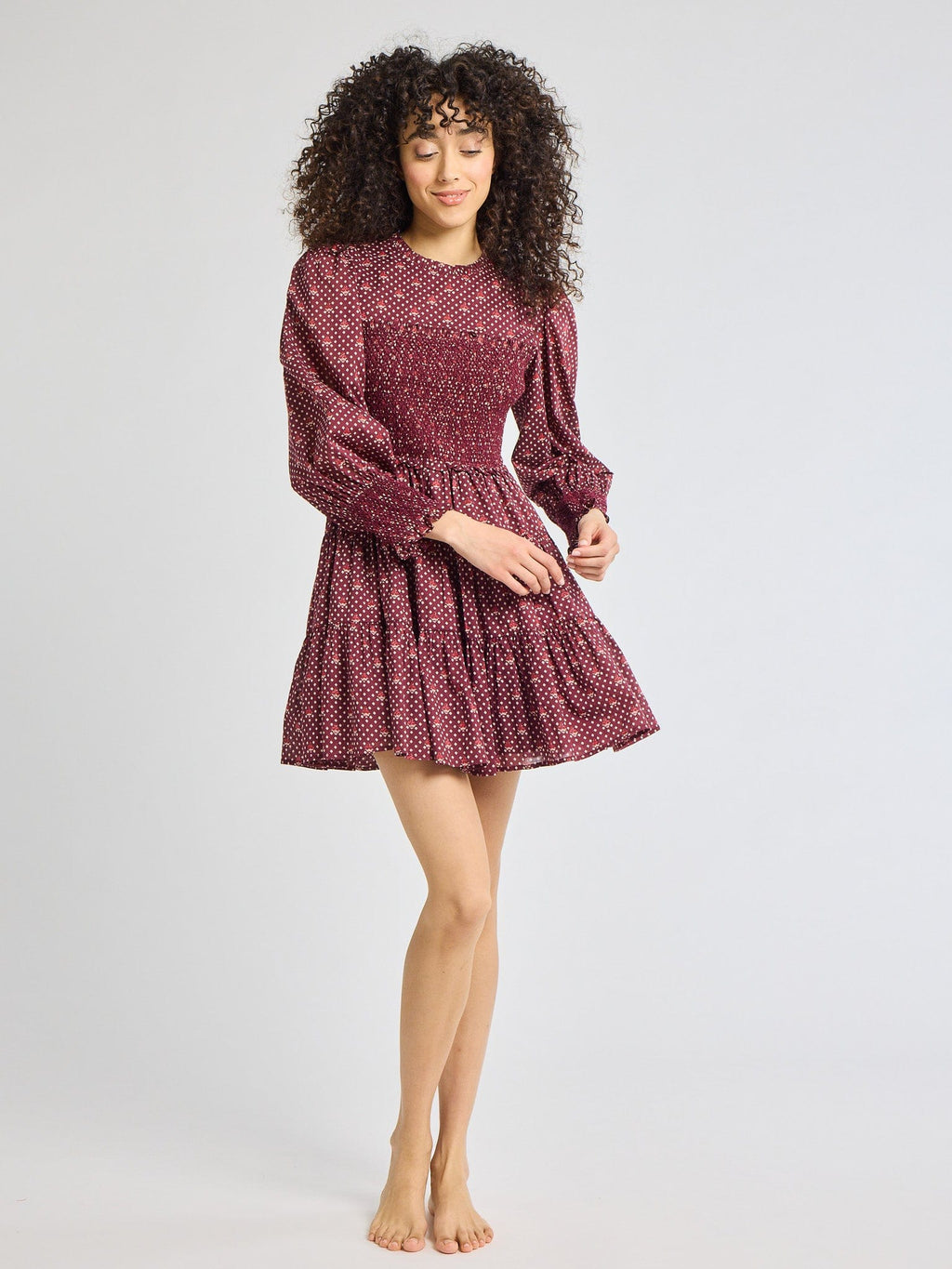Maeve Dress in Burgundy Foulard