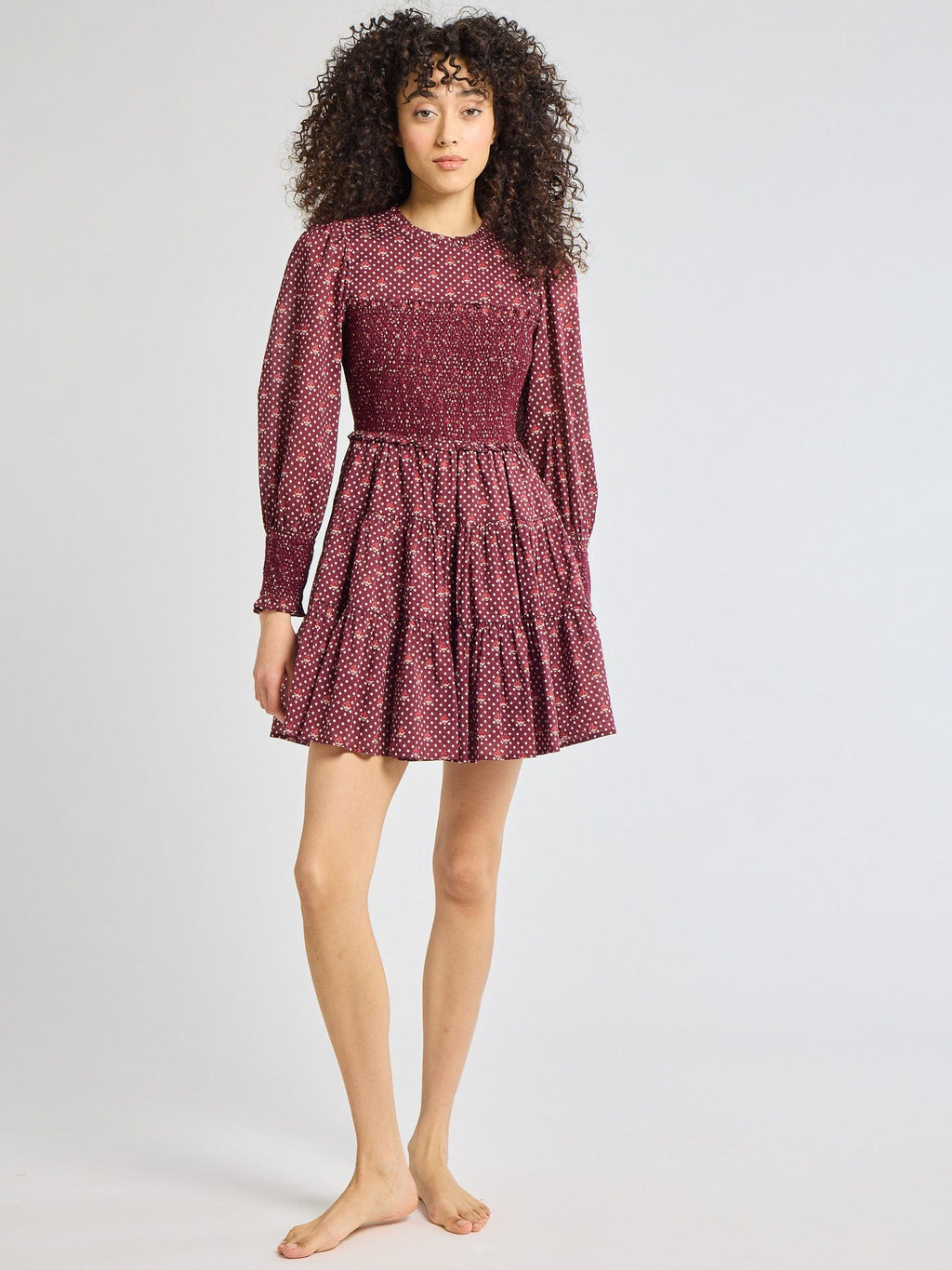 Maeve Dress in Burgundy Foulard