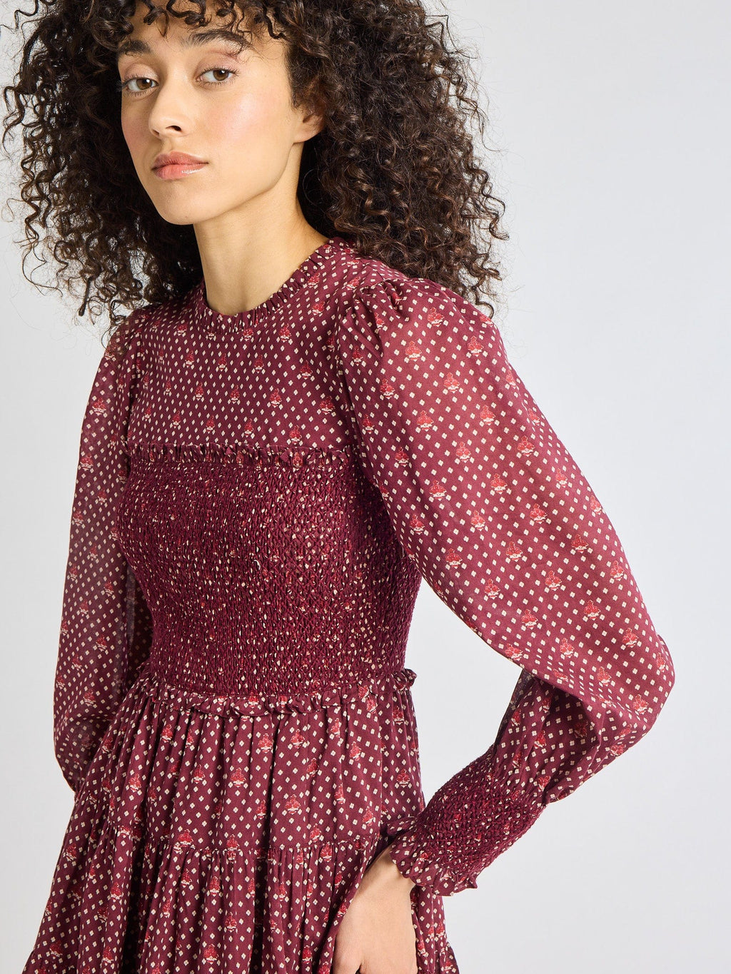 Maeve Dress in Burgundy Foulard
