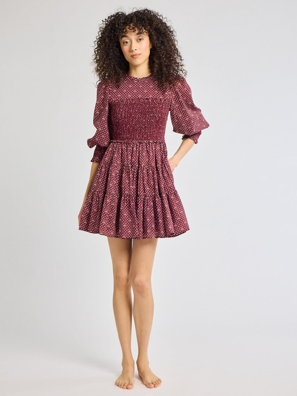 Maeve Dress in Burgundy Foulard
