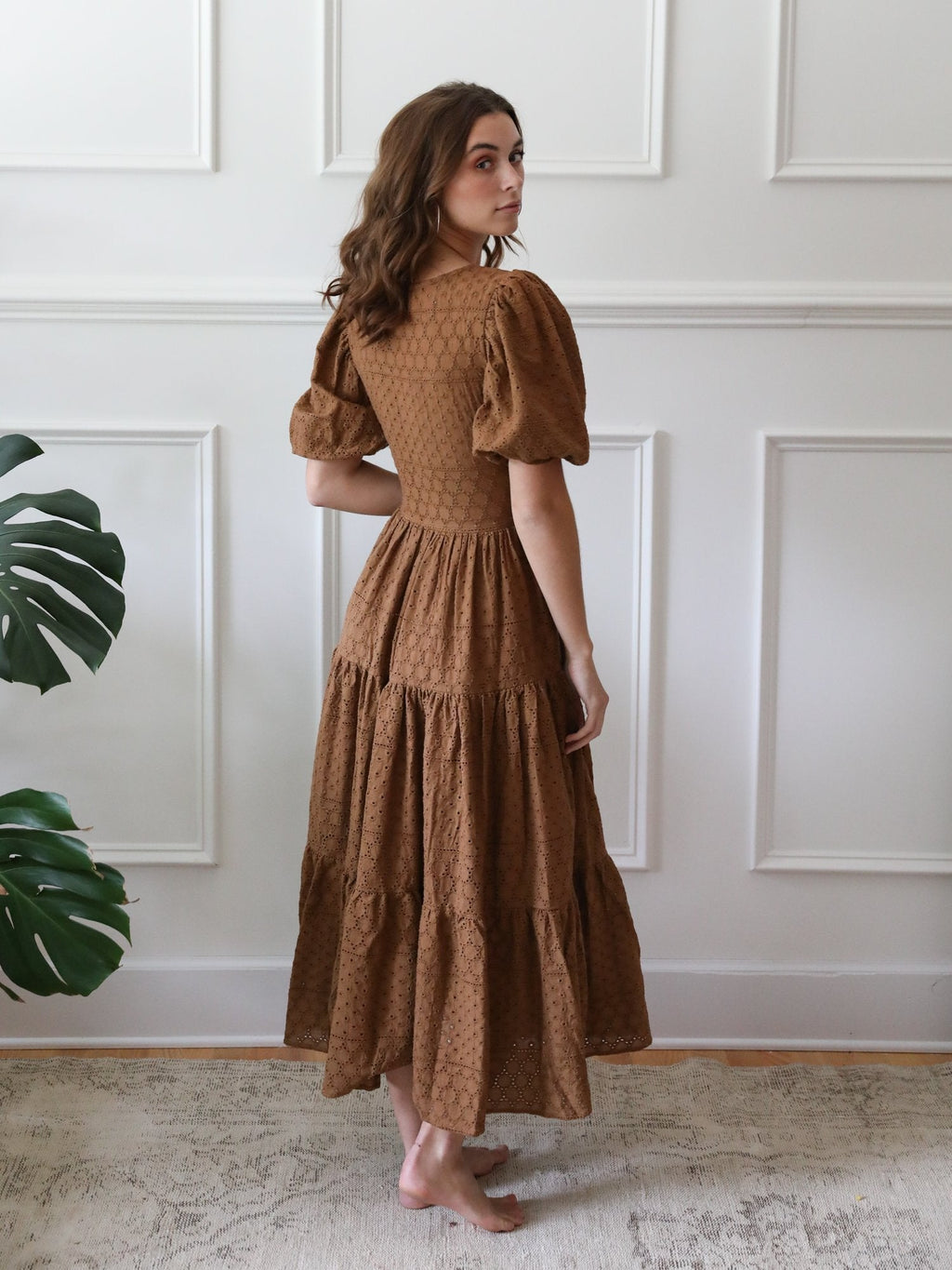 Maja Dress in Caramel Eyelet