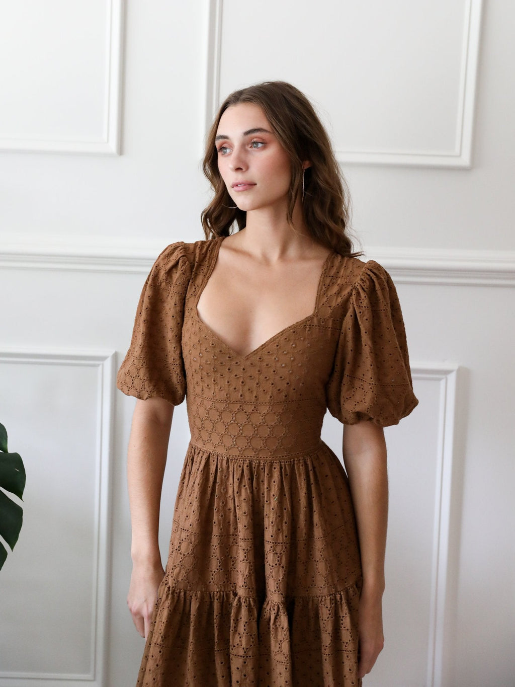 Maja Dress in Caramel Eyelet