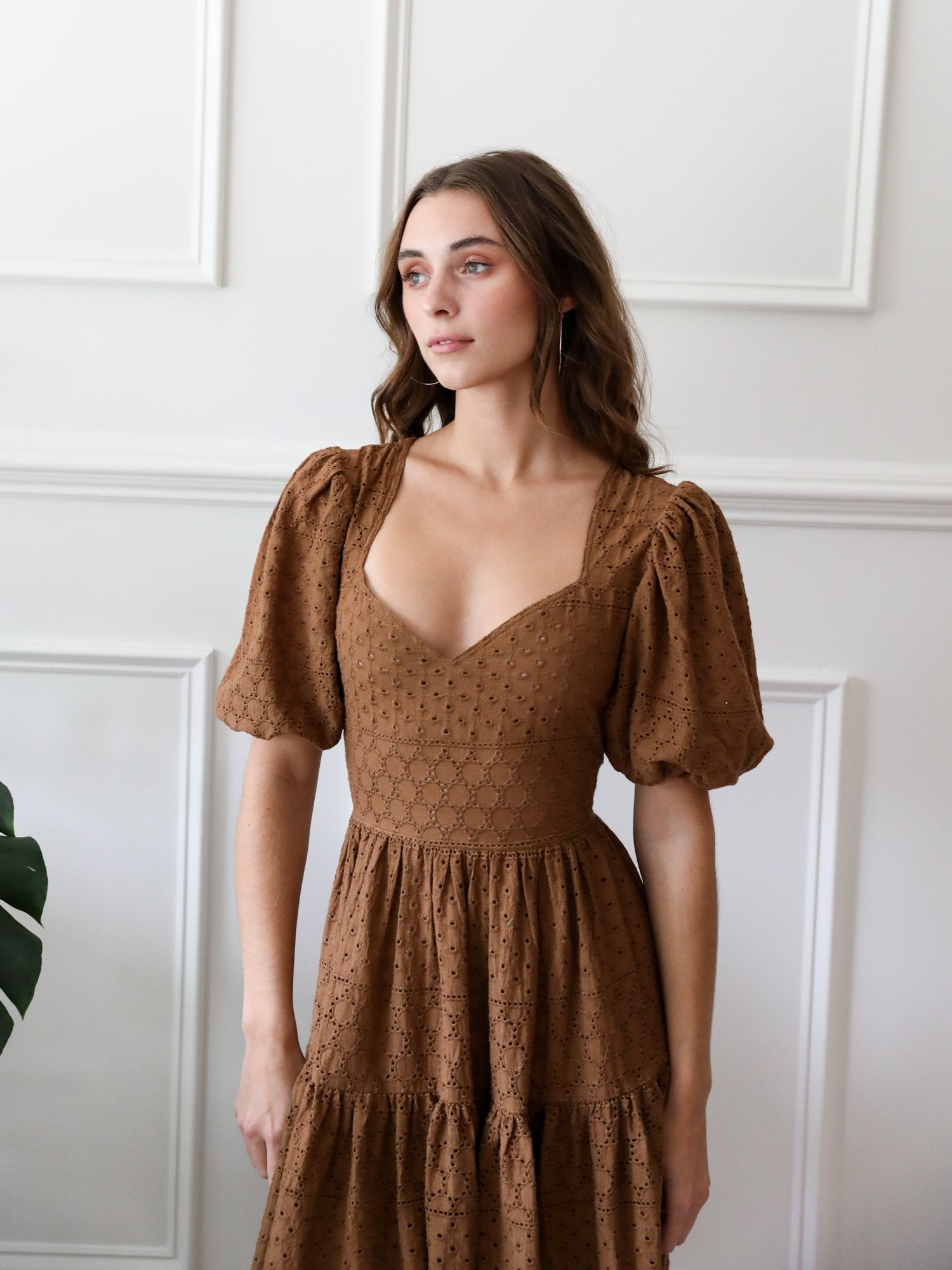 Maja Dress in Caramel Eyelet