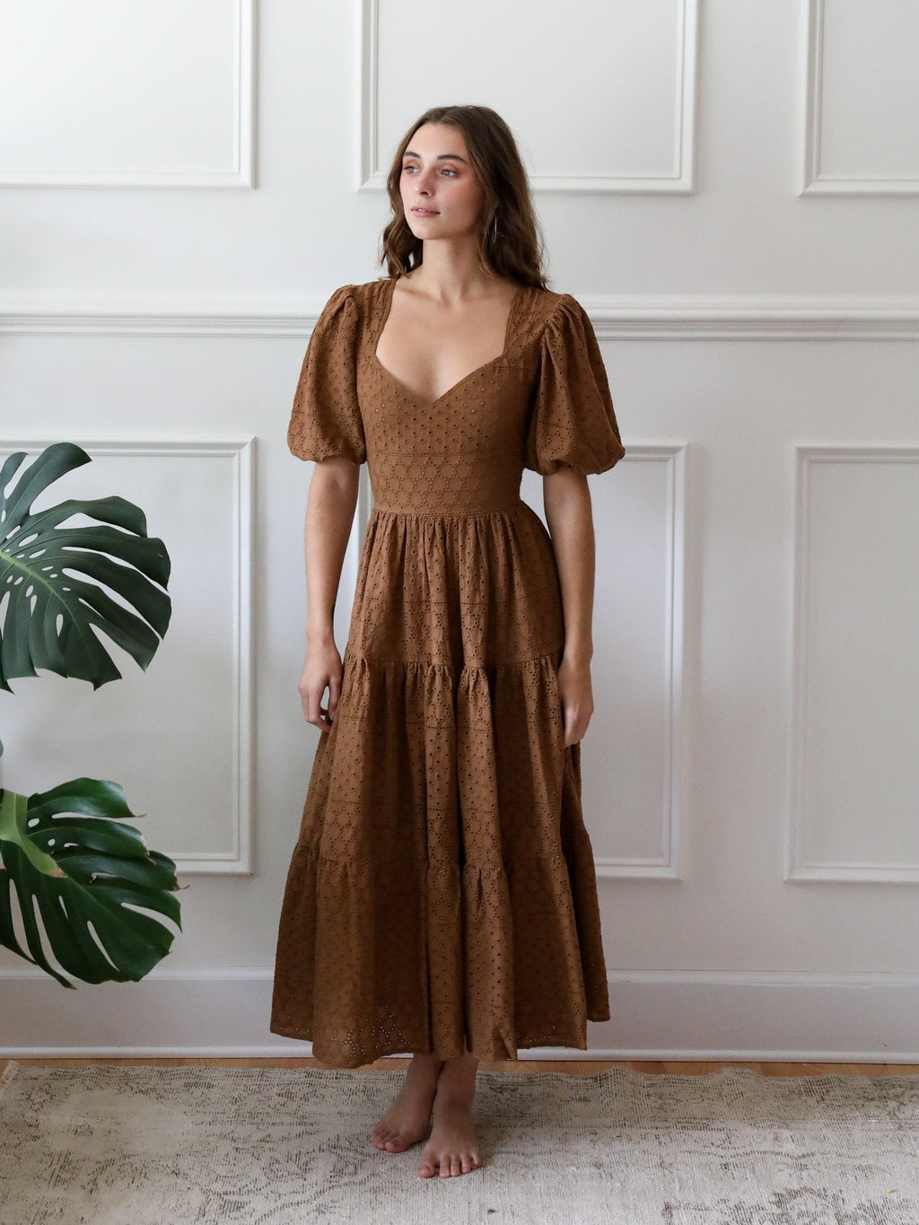 Maja Dress in Caramel Eyelet