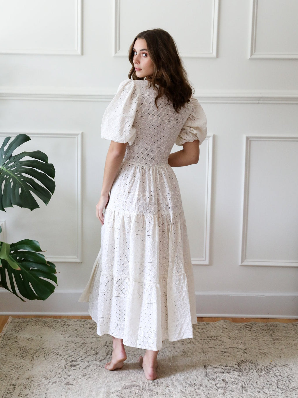 Maja Dress in Pearl Eyelet