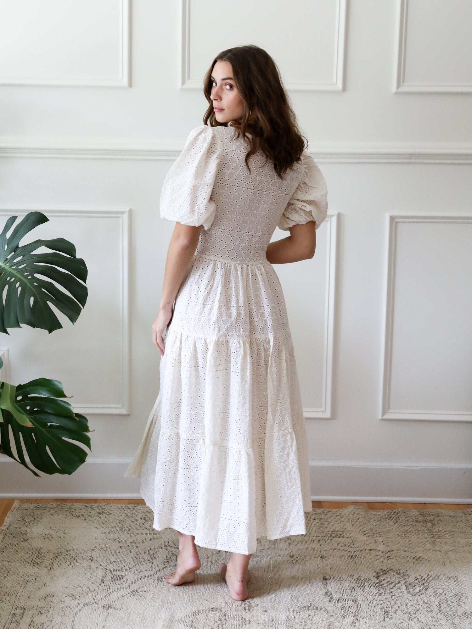 Maja Dress in Pearl Eyelet