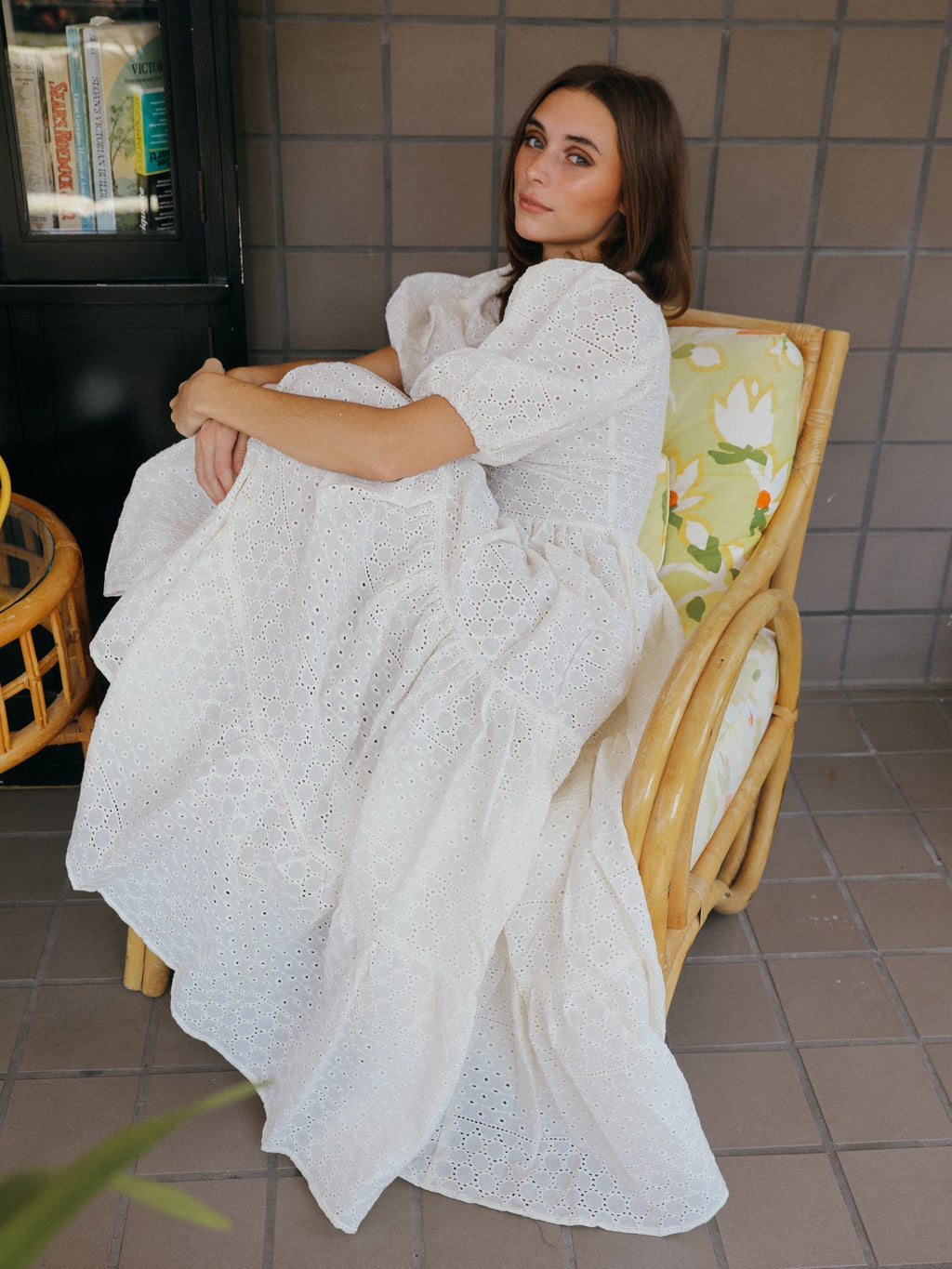 Maja Dress in Pearl Eyelet