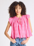 Maria Top in Carmine Lace & Embroidery