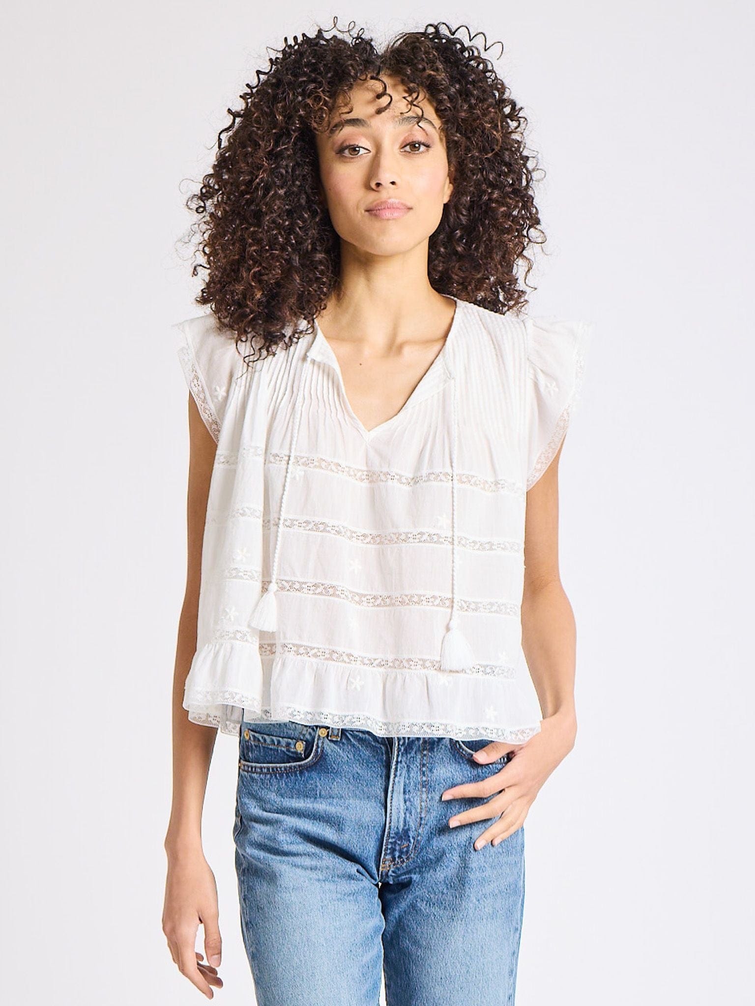 Maria Top in White Lace & Embroidery