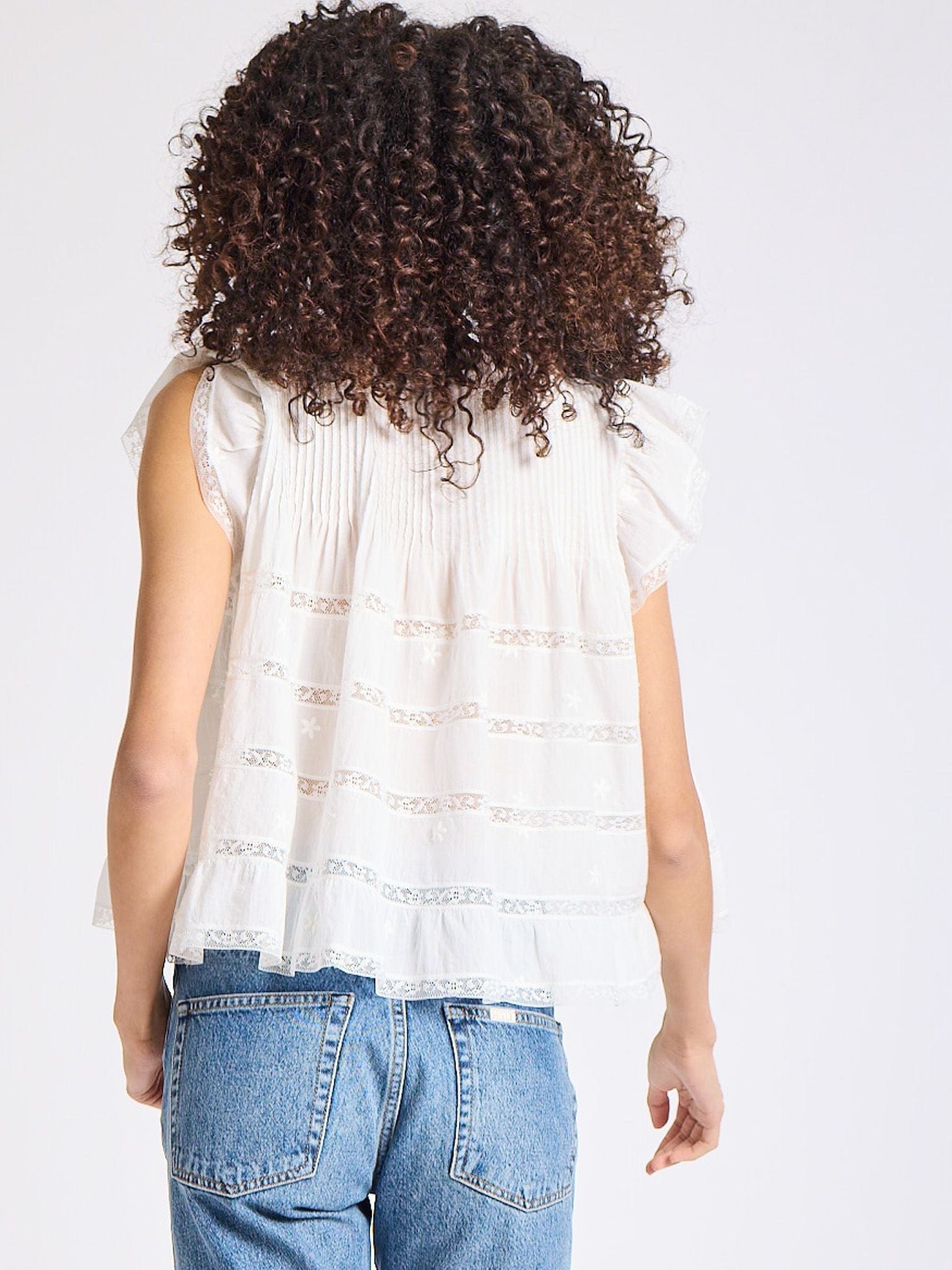 Maria Top in White Lace & Embroidery