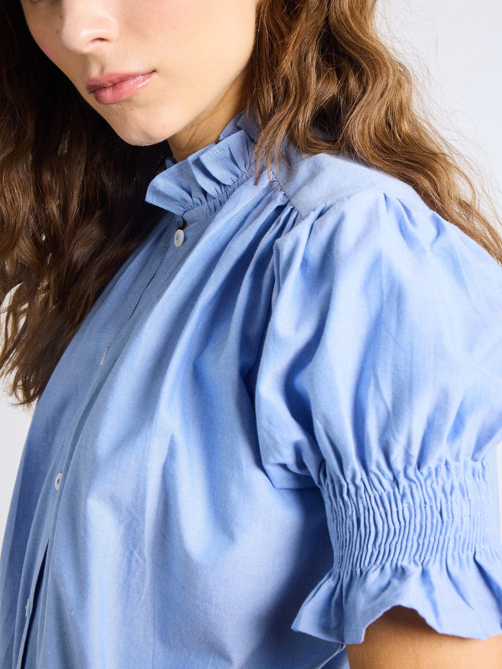Marnie Top in Blue Oxford