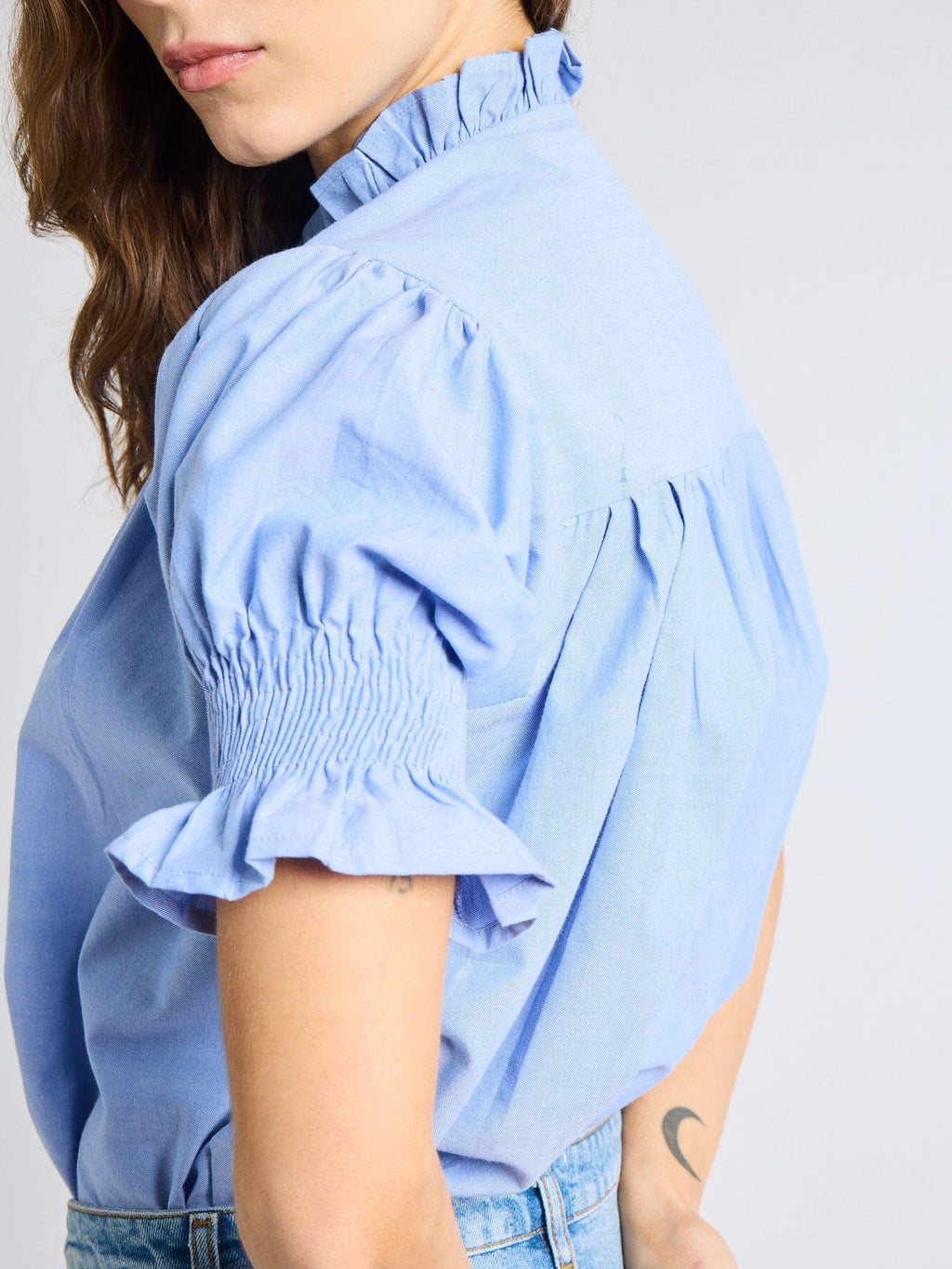 Marnie Top in Blue Oxford