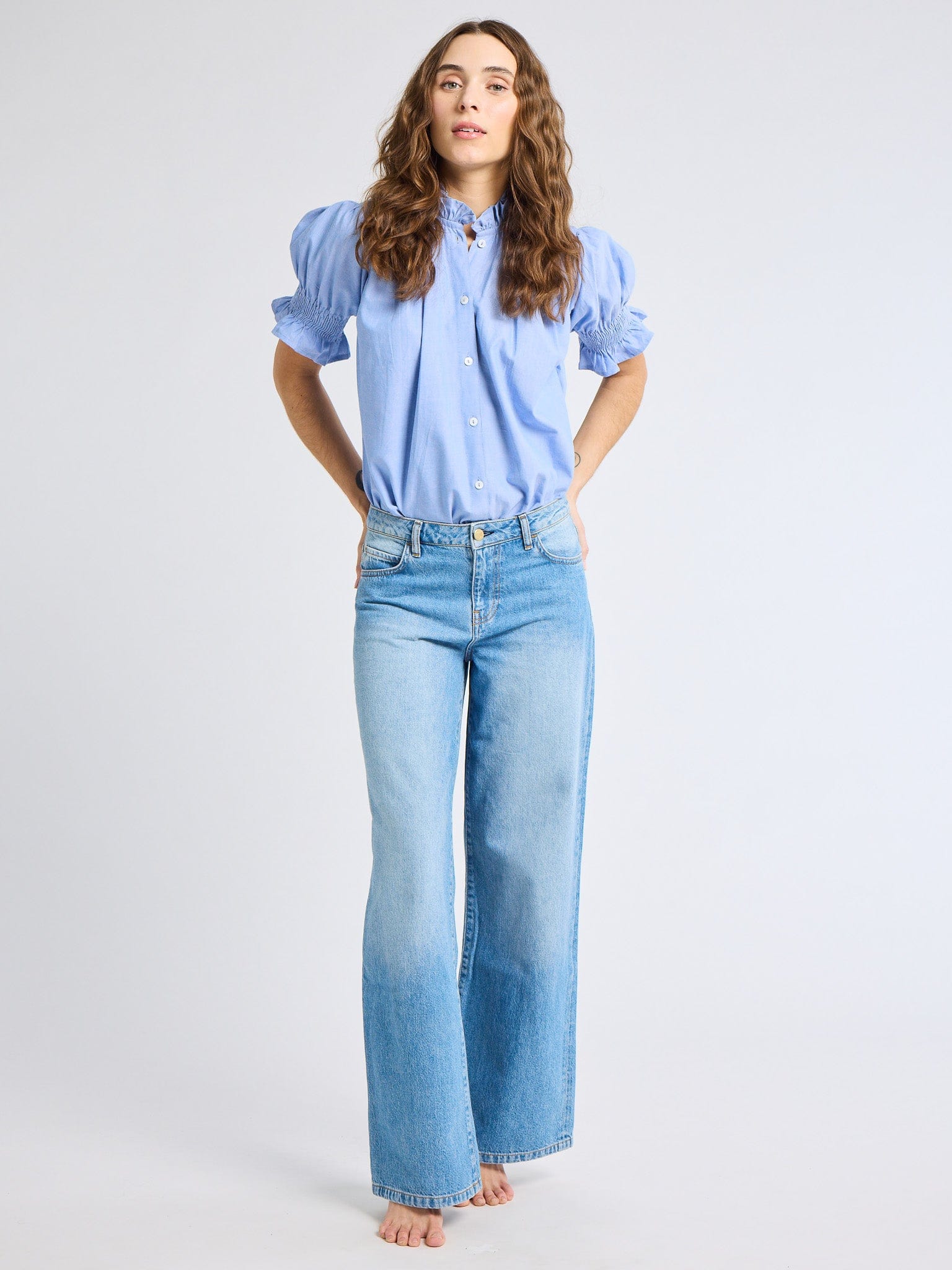 Marnie Top in Blue Oxford