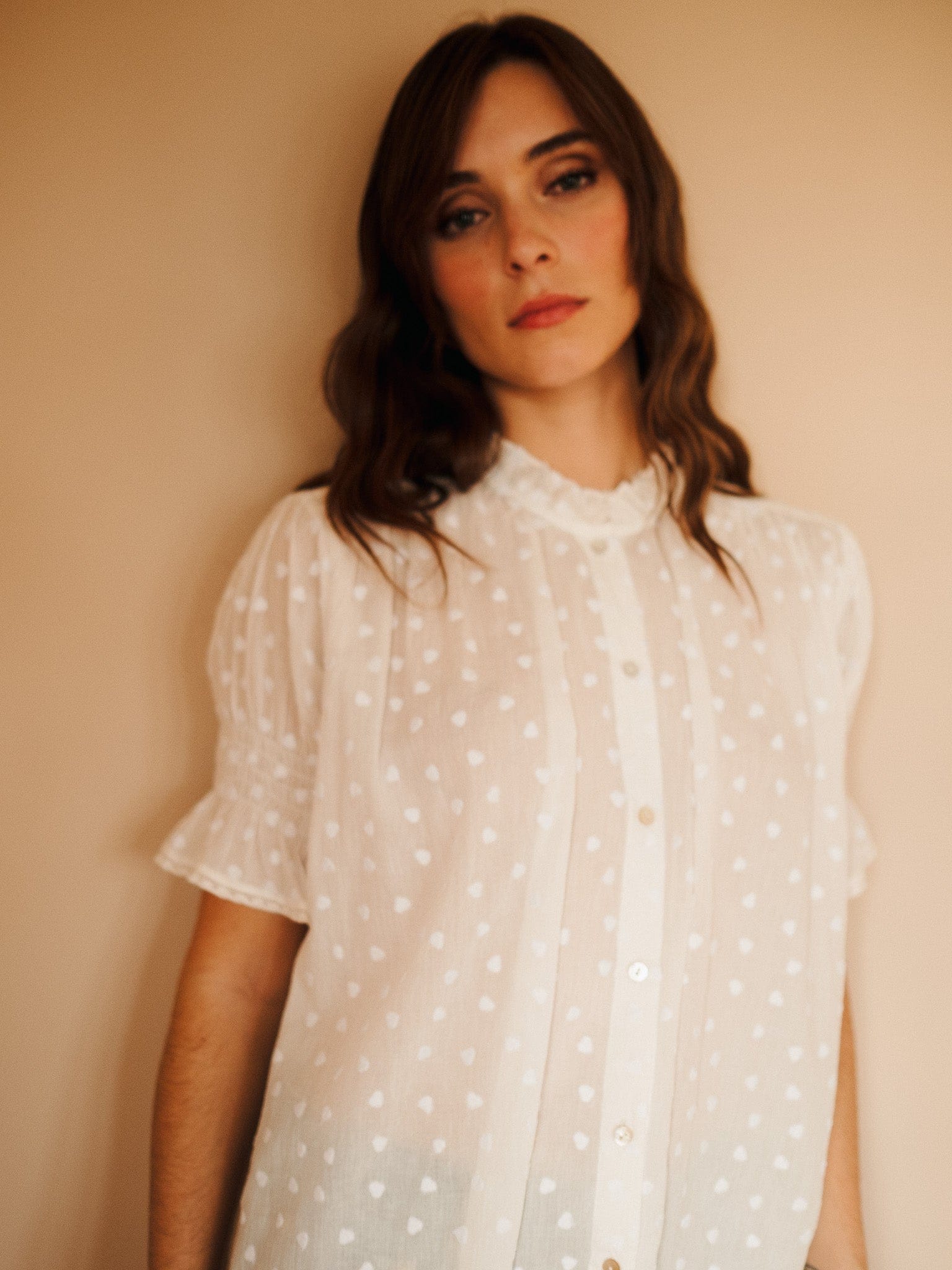 Marnie Top in White Hearts