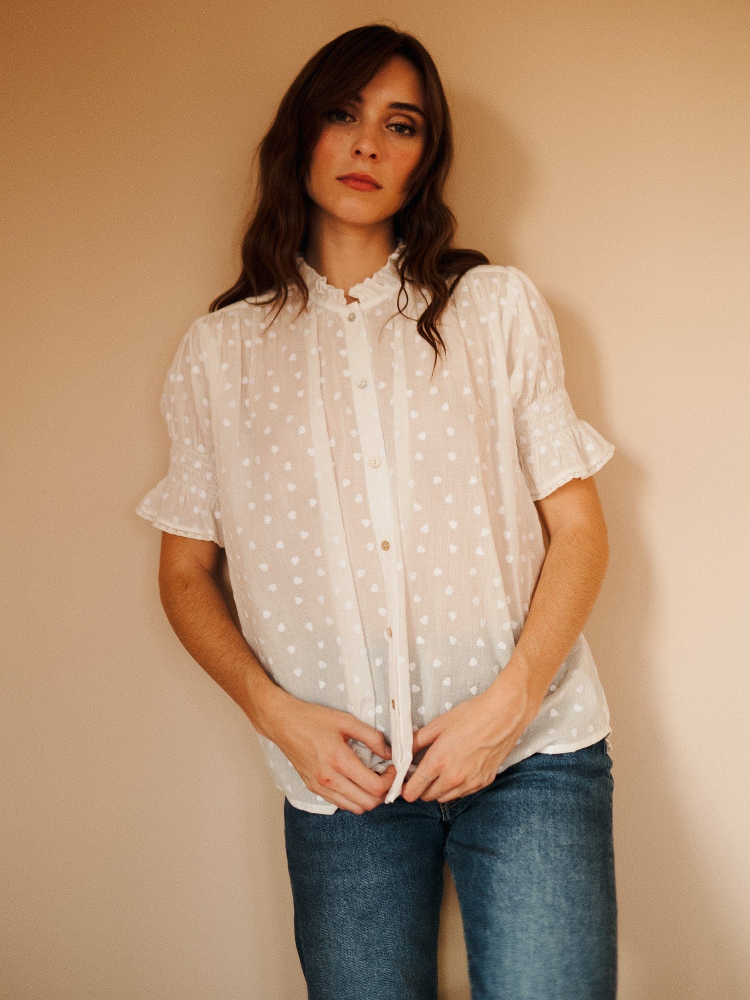 Marnie Top in White Hearts