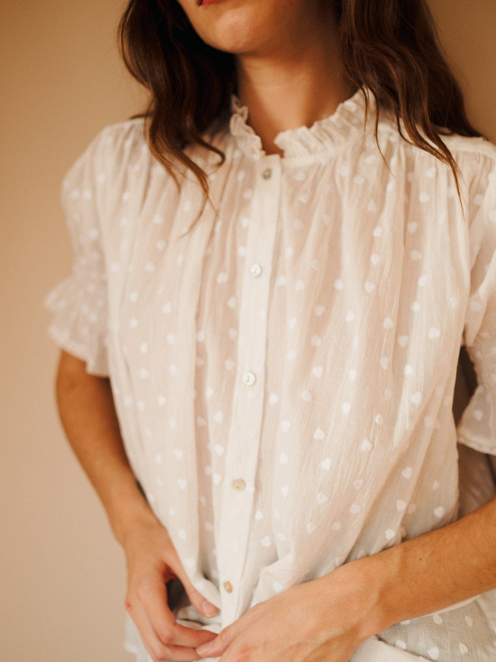 Marnie Top in White Hearts