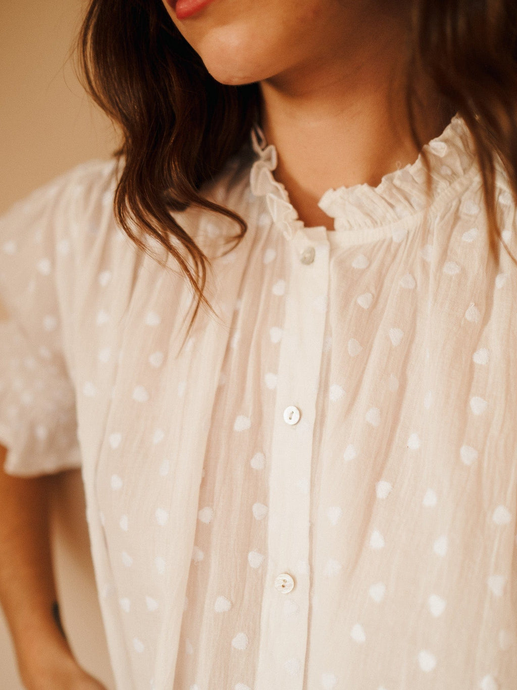 Marnie Top in White Hearts