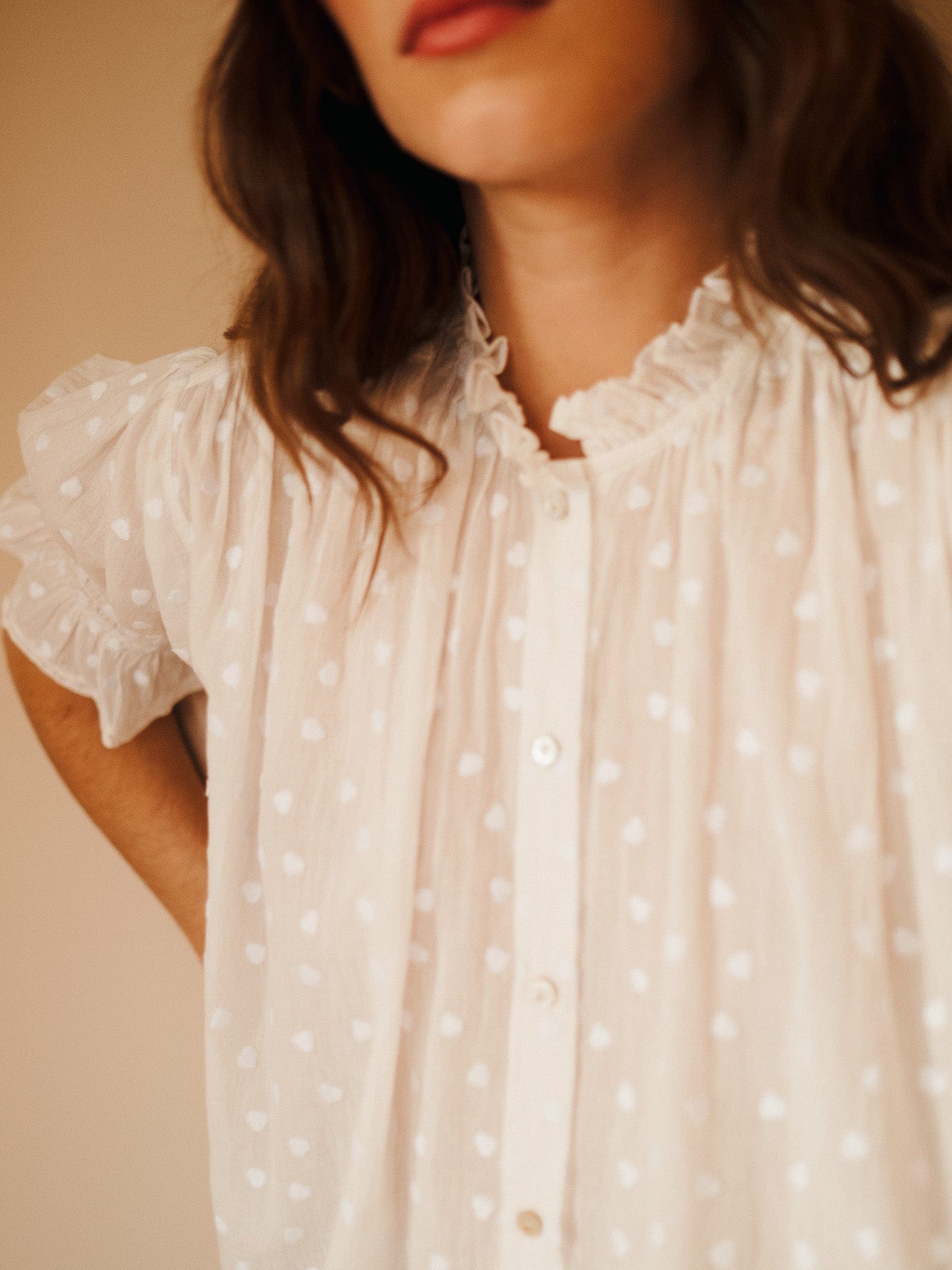 Marnie Top in White Hearts