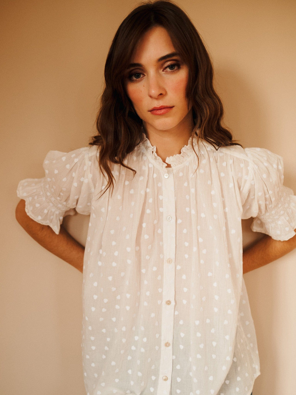 Marnie Top in White Hearts