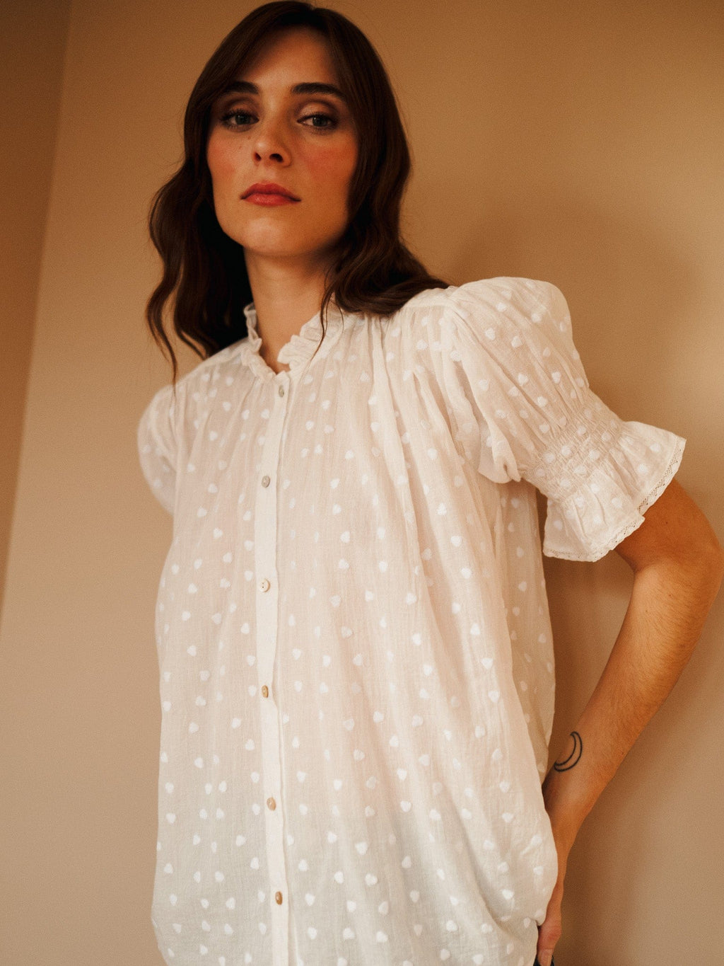 Marnie Top in White Hearts