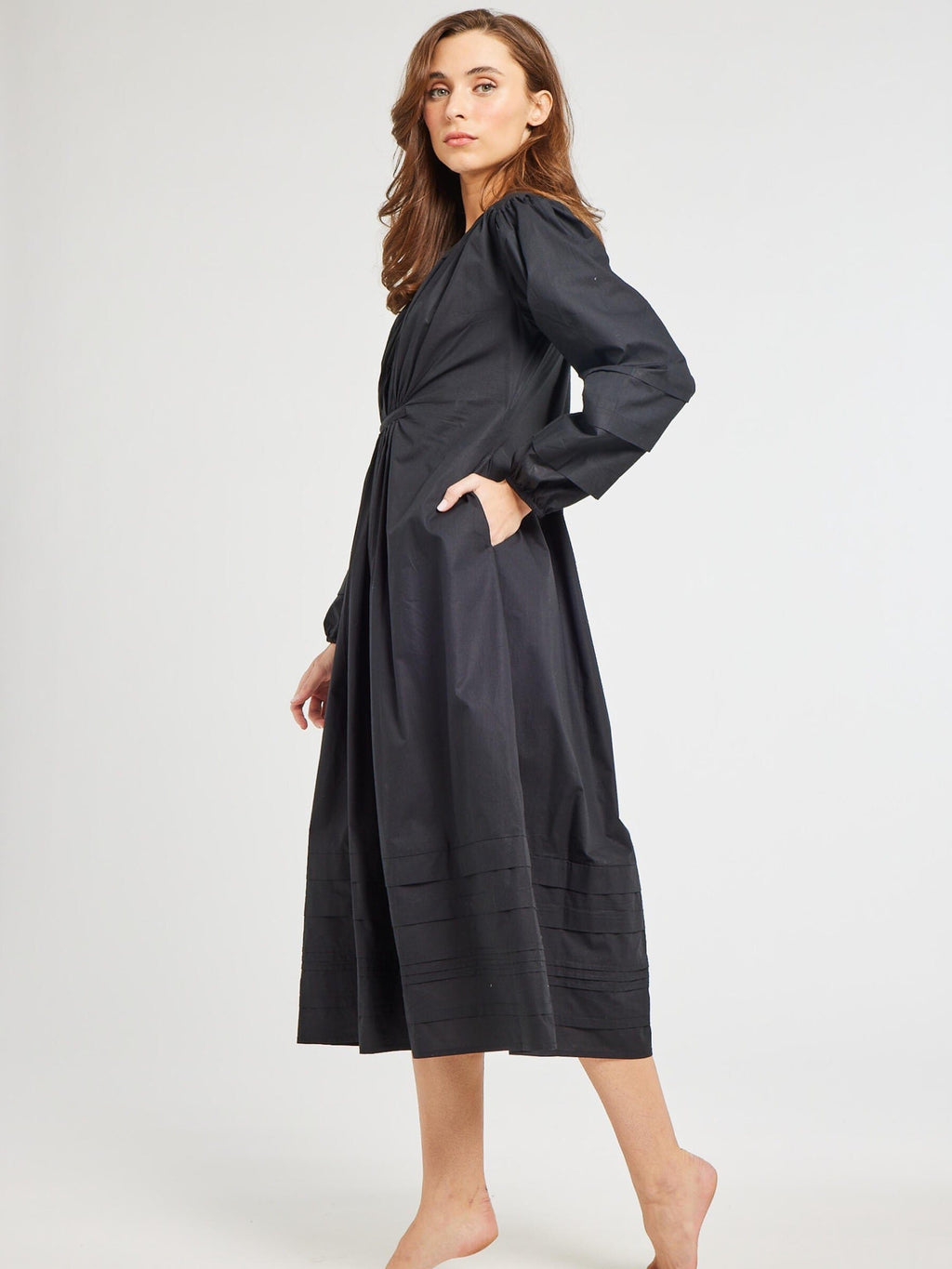 Marta Dress in Black Poplin