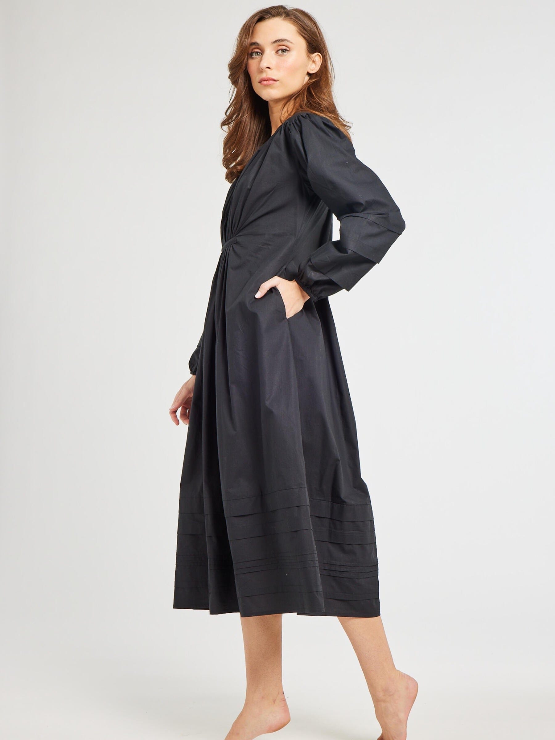 Marta Dress in Black Poplin