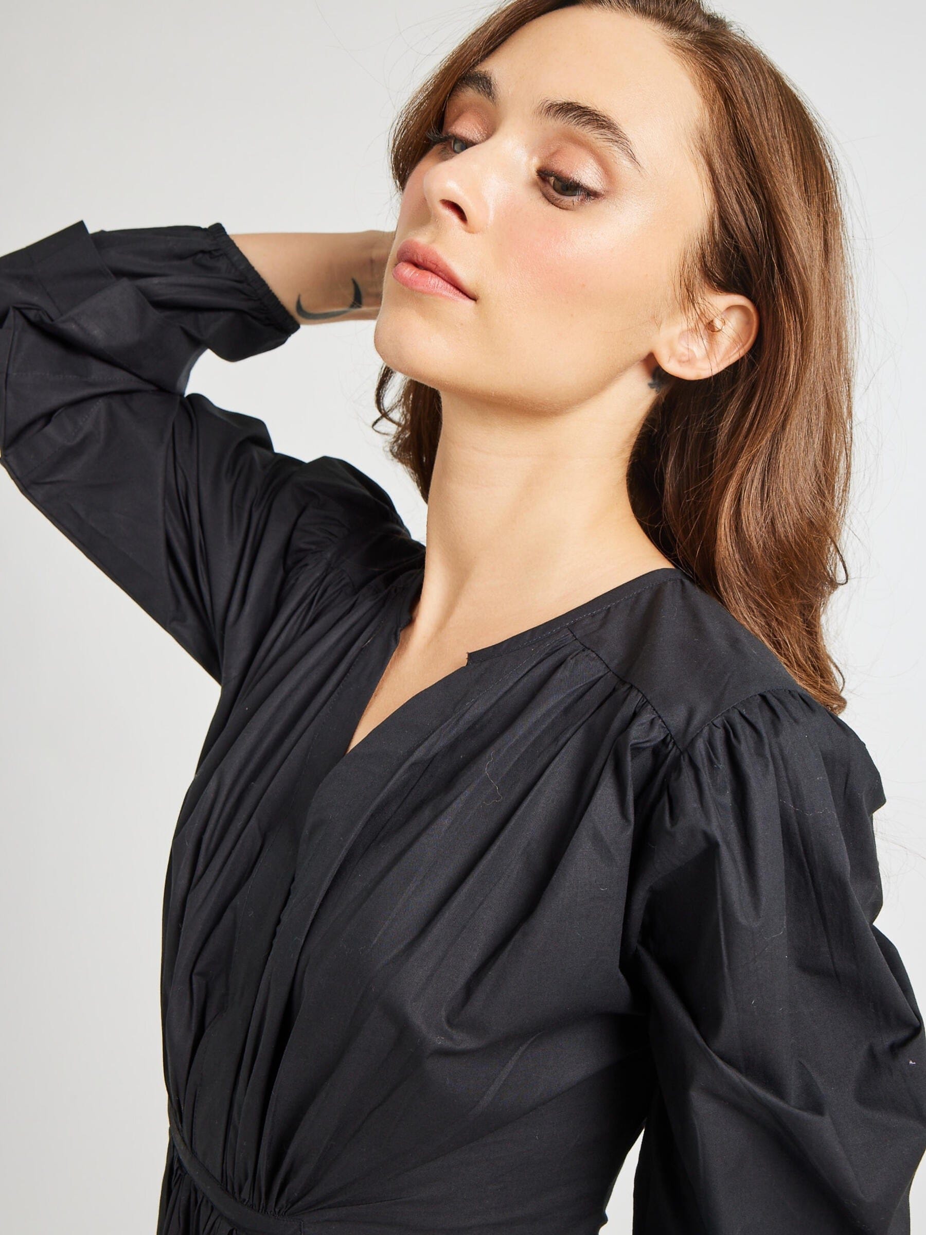 Marta Dress in Black Poplin