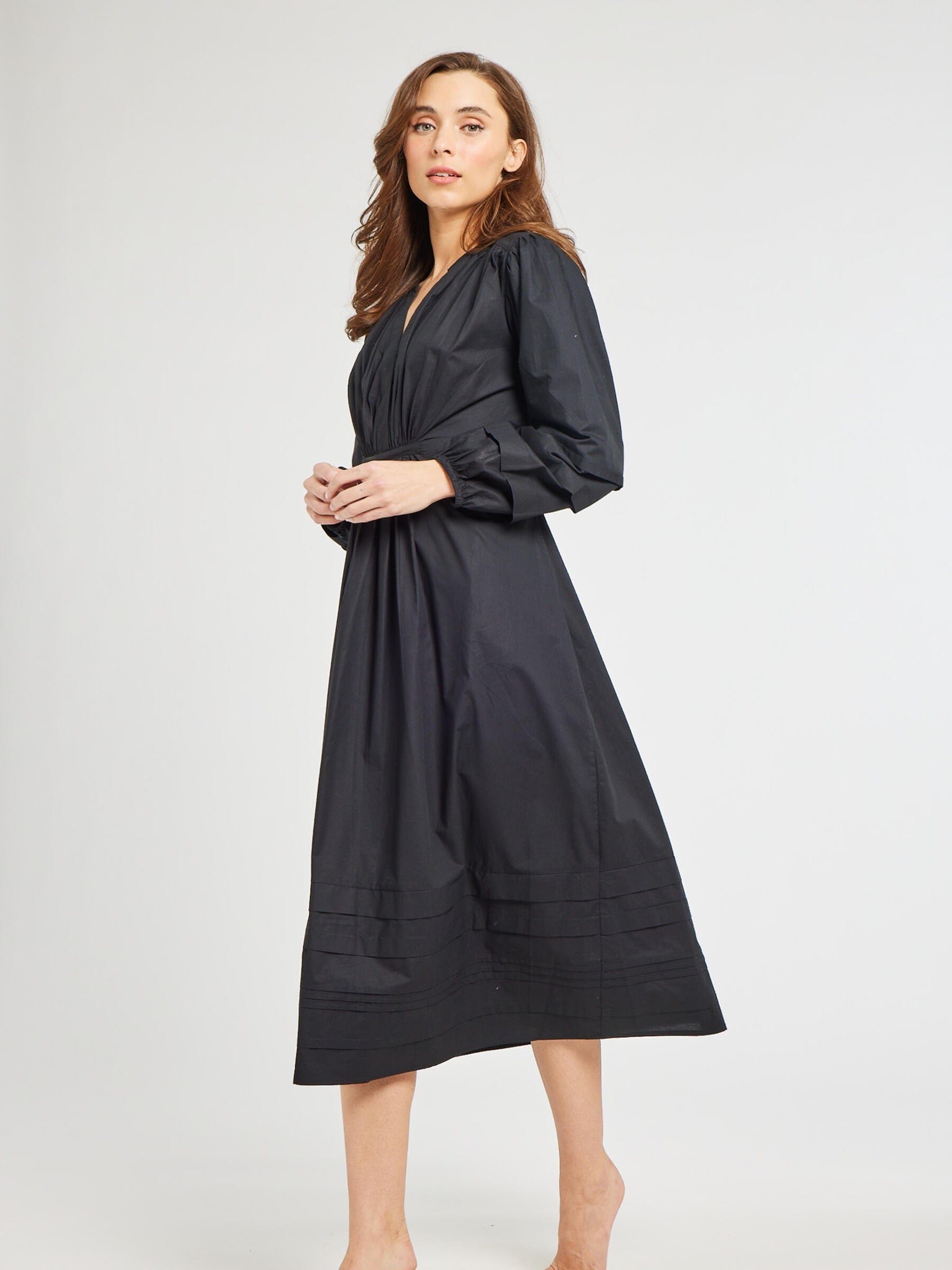 Marta Dress in Black Poplin