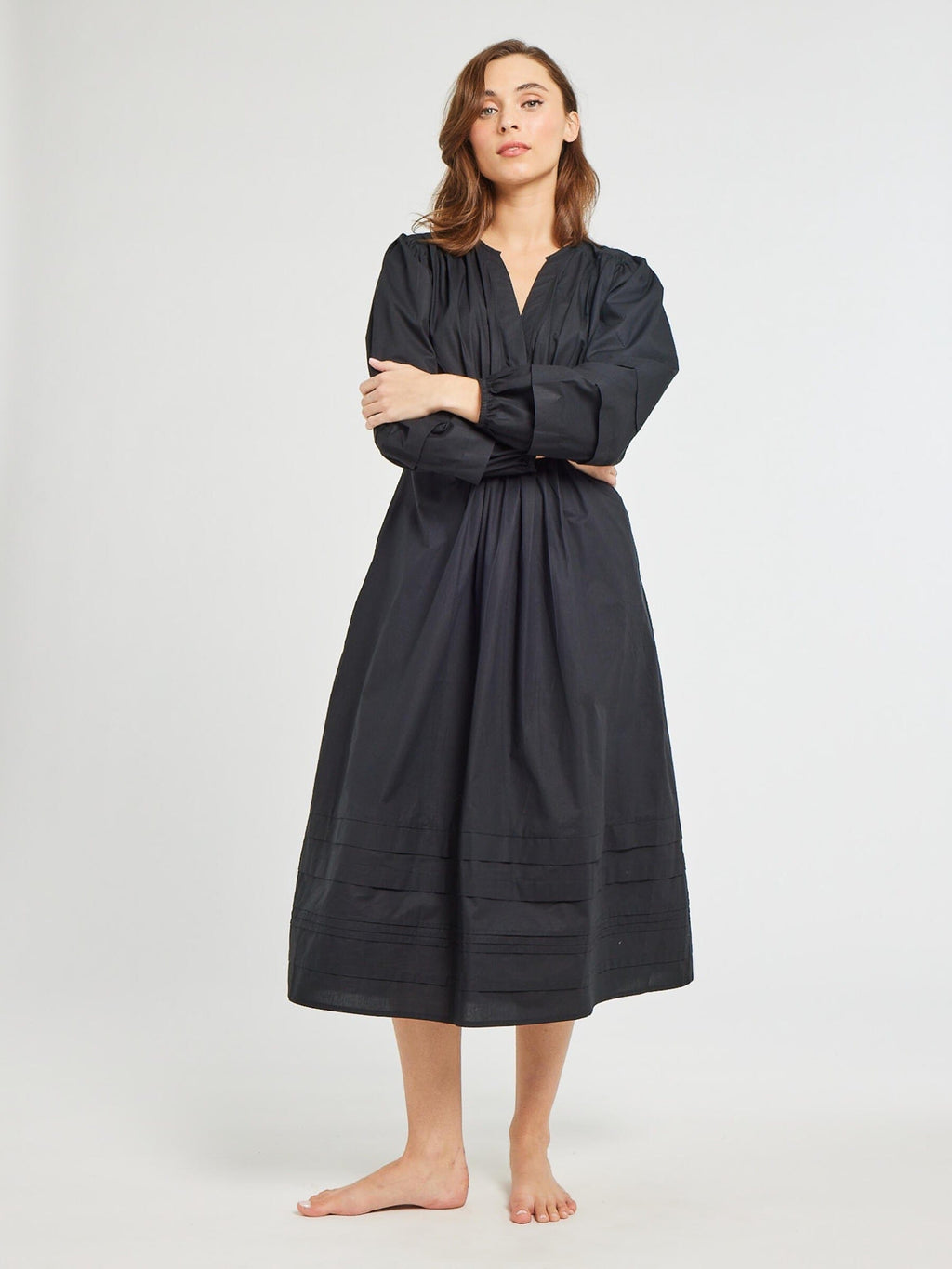 Marta Dress in Black Poplin