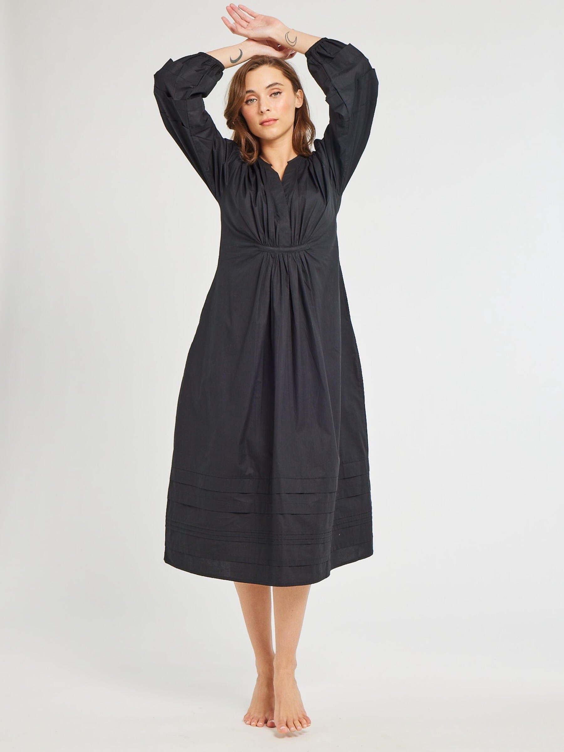 Marta Dress in Black Poplin