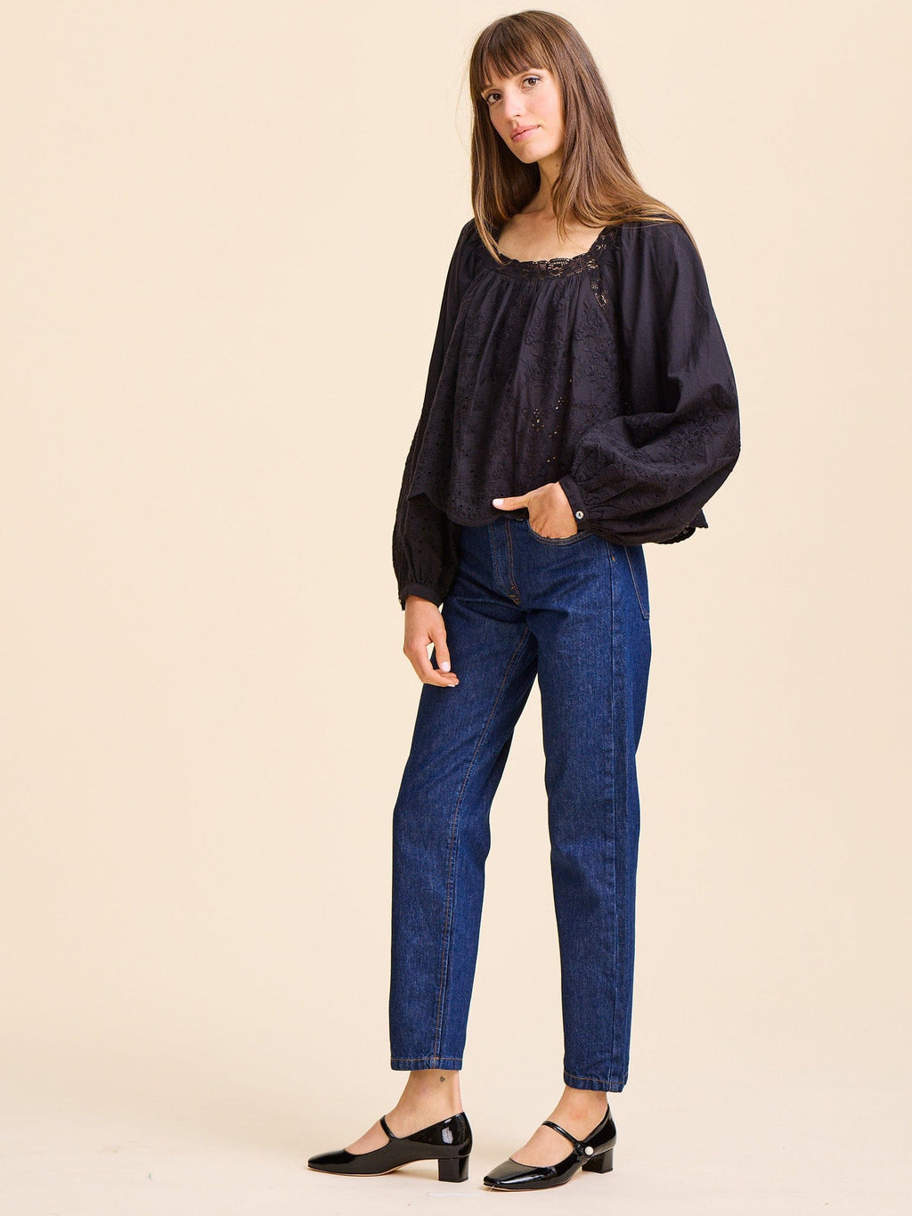 Maureen Top in Black Eyelet