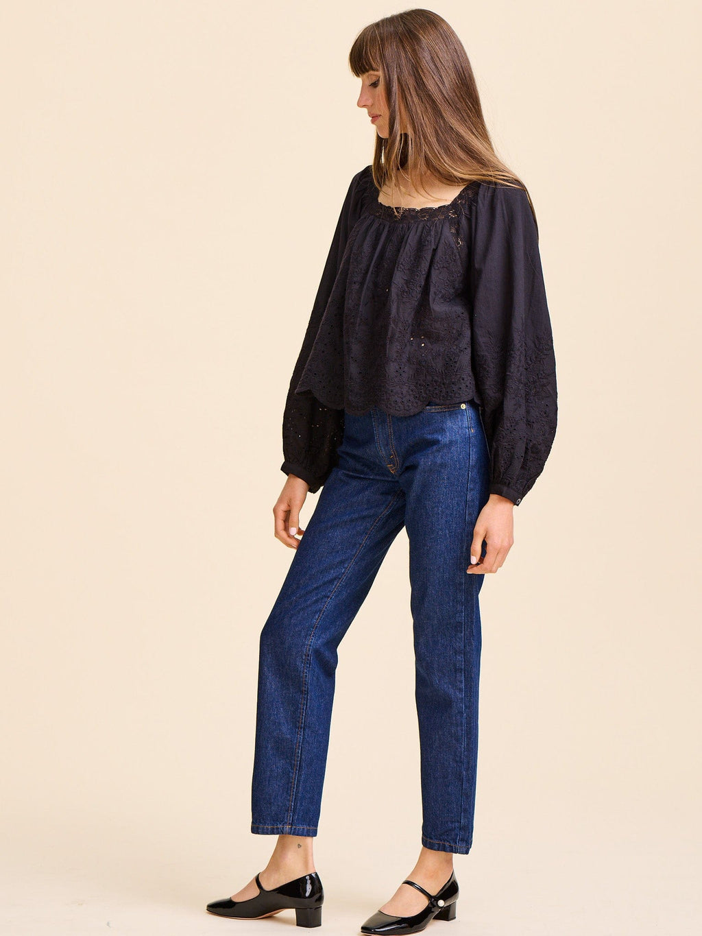 Maureen Top in Black Eyelet
