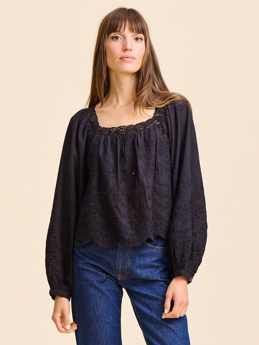 Maureen Top in Black Eyelet