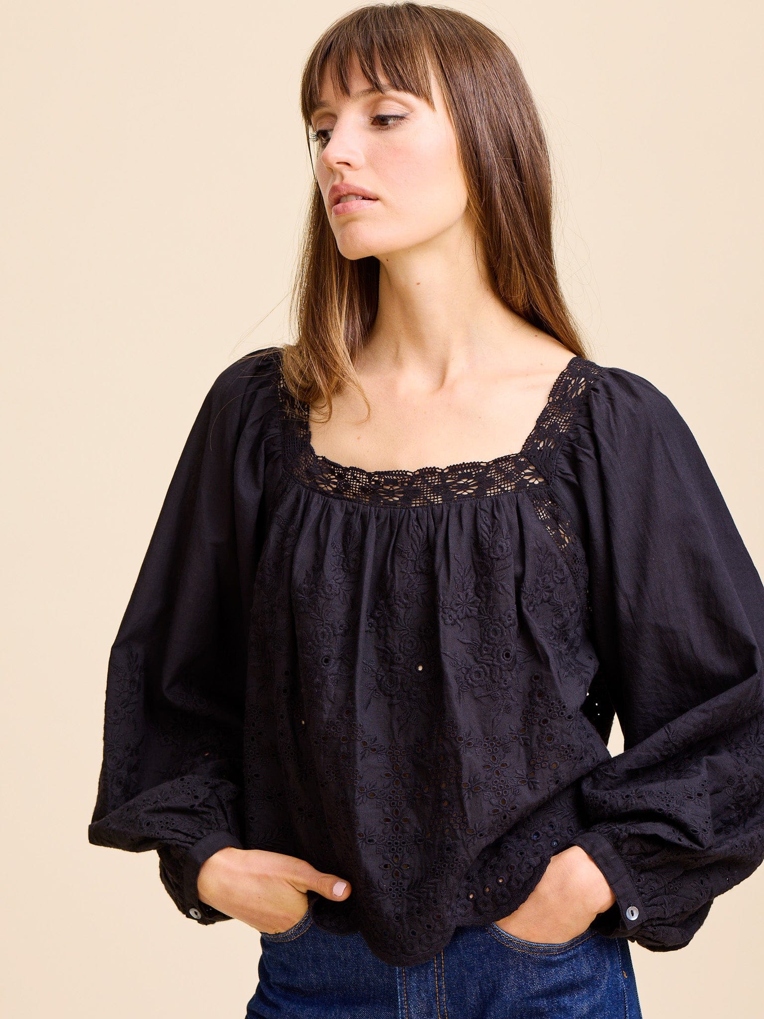 Maureen Top in Black Eyelet