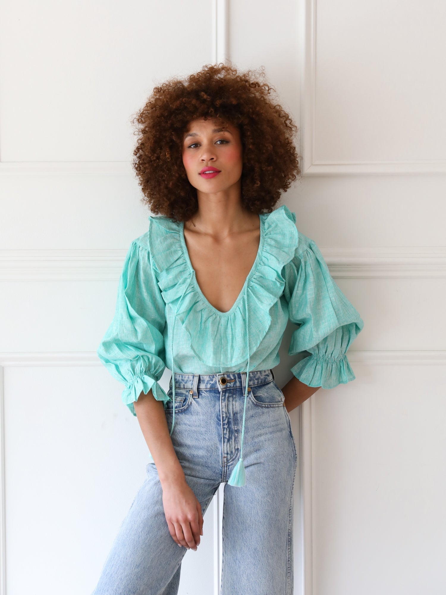 May Top in Green Stripe