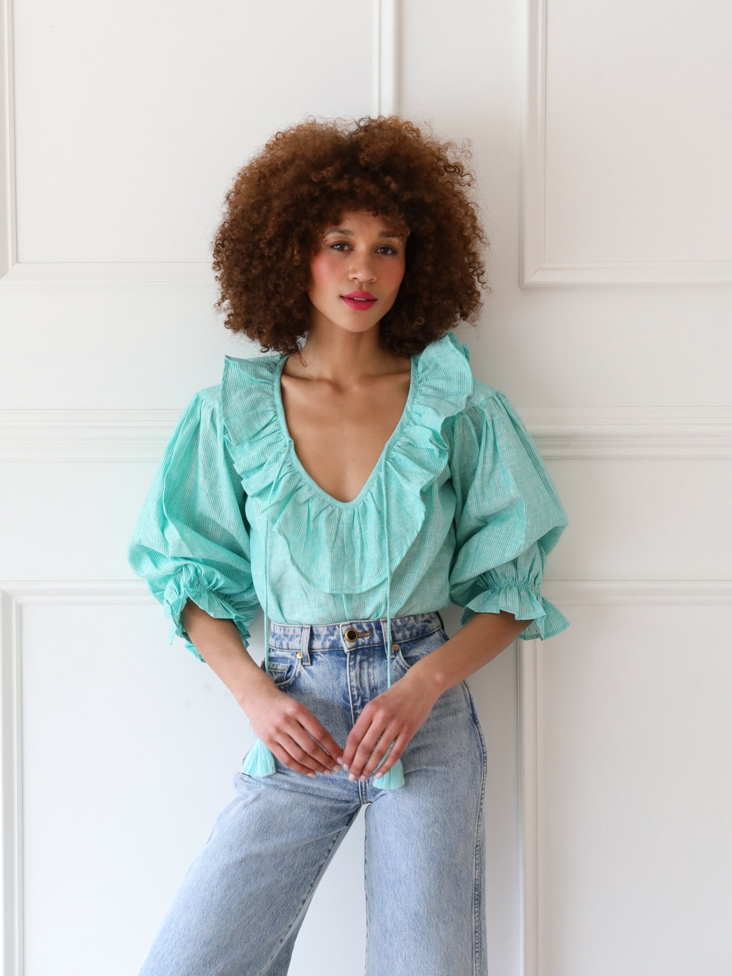 May Top in Green Stripe