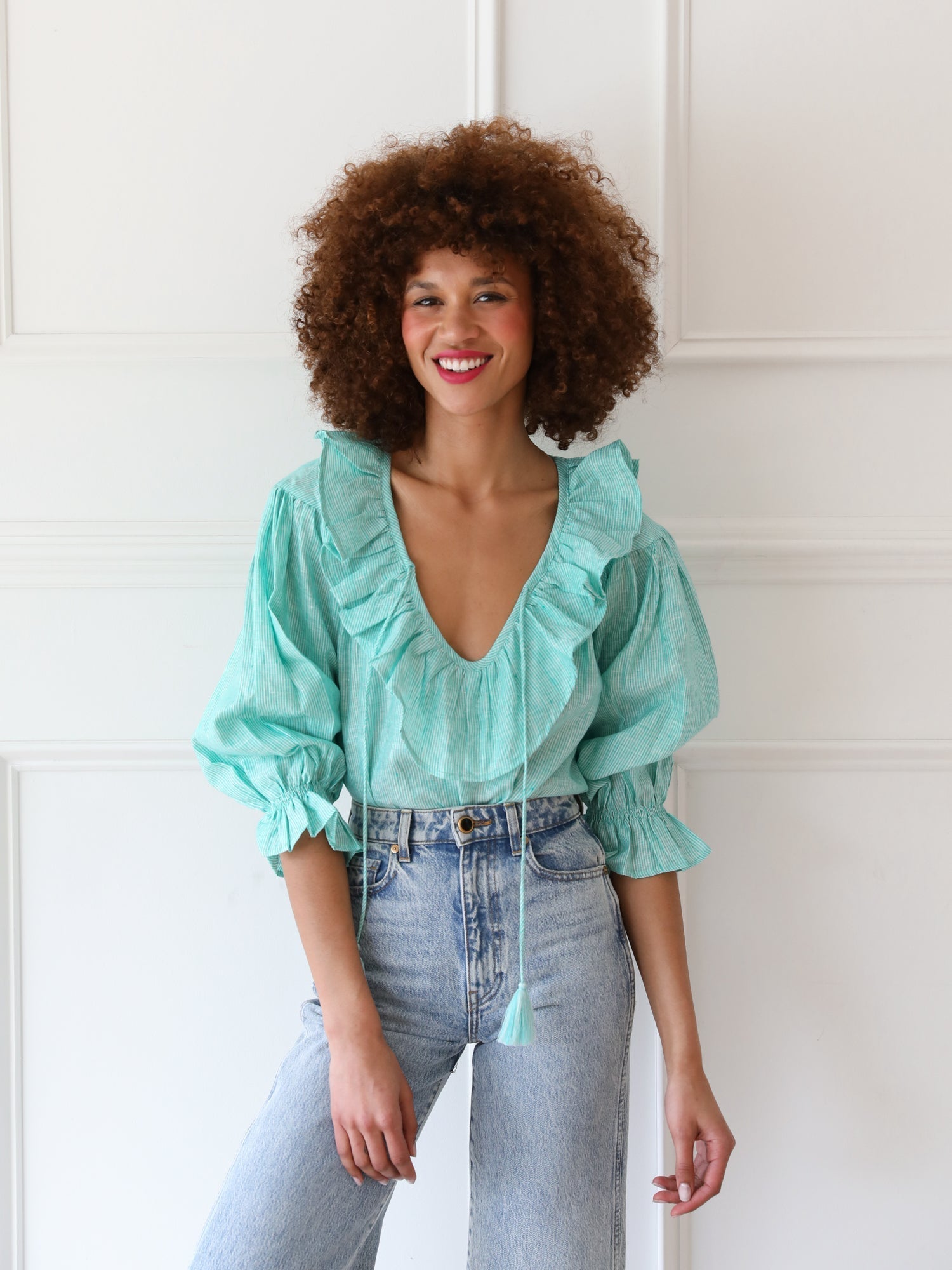 May Top in Green Stripe