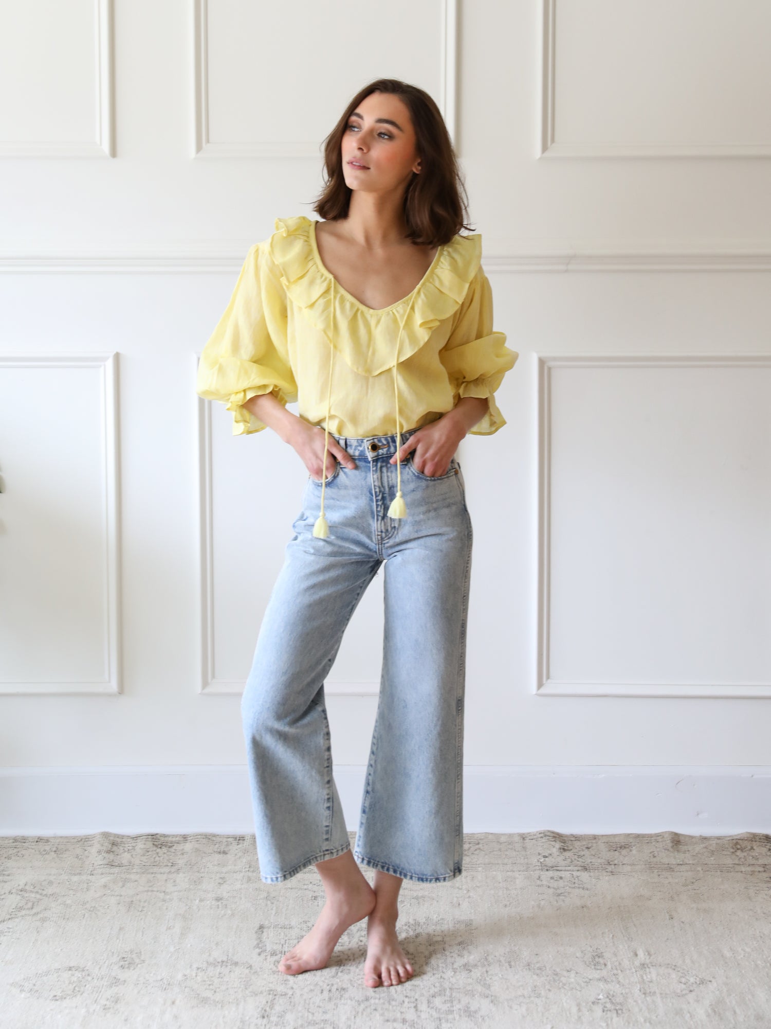 May Top in Lemonade Linen