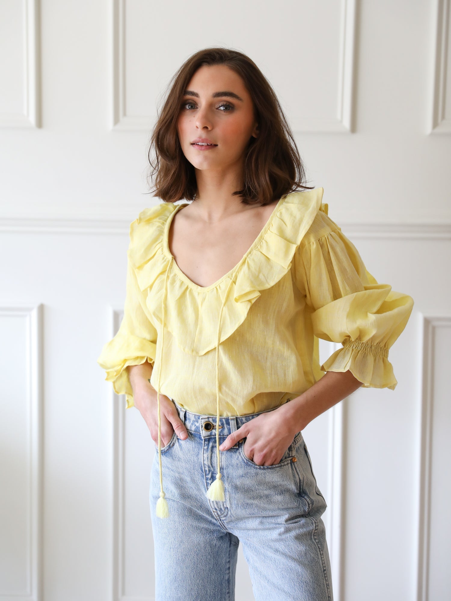 May Top in Lemonade Linen