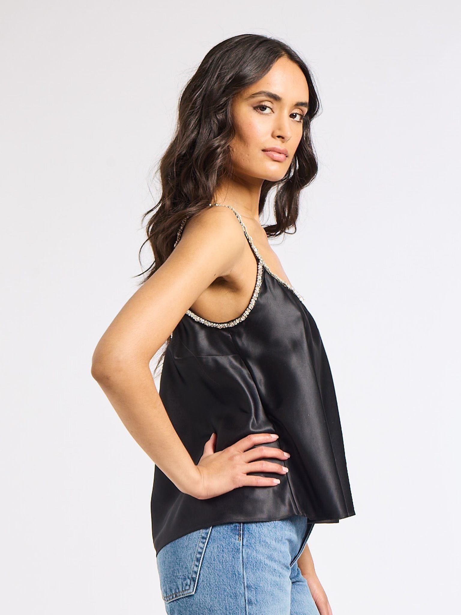 Mila Top in Black Satin
